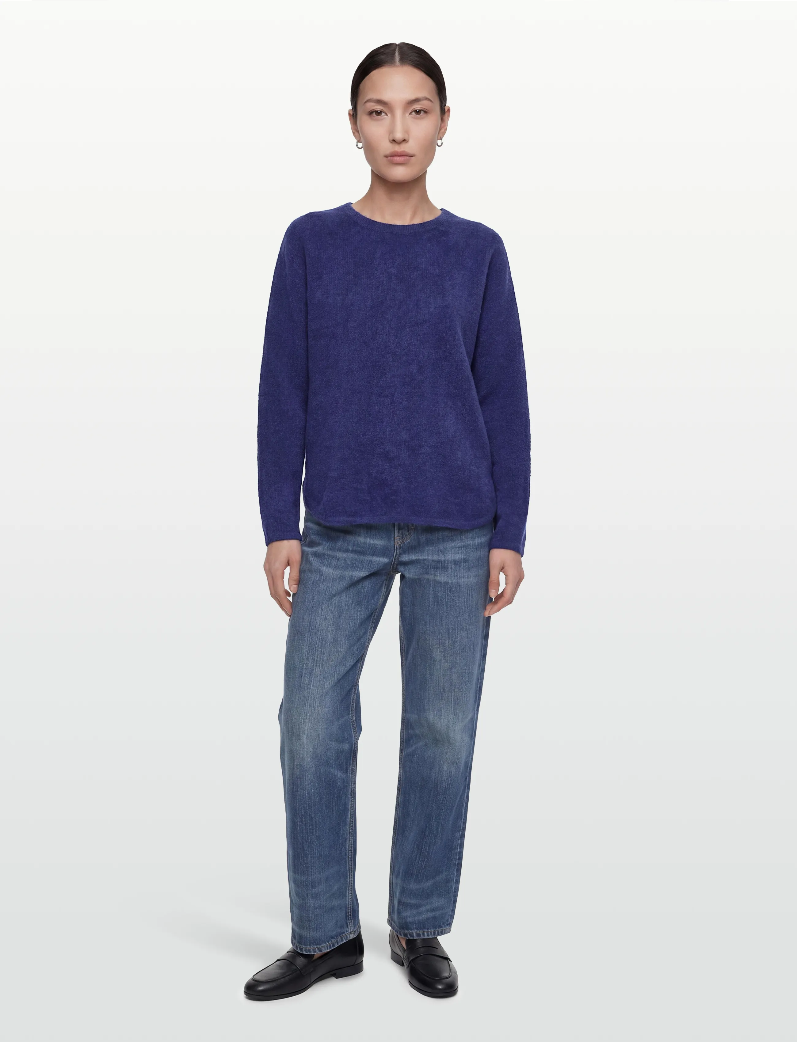 Davida Cashmere Brushed Curved Sweater, XS, Knitwear, Lila - Jumpers, Frauen