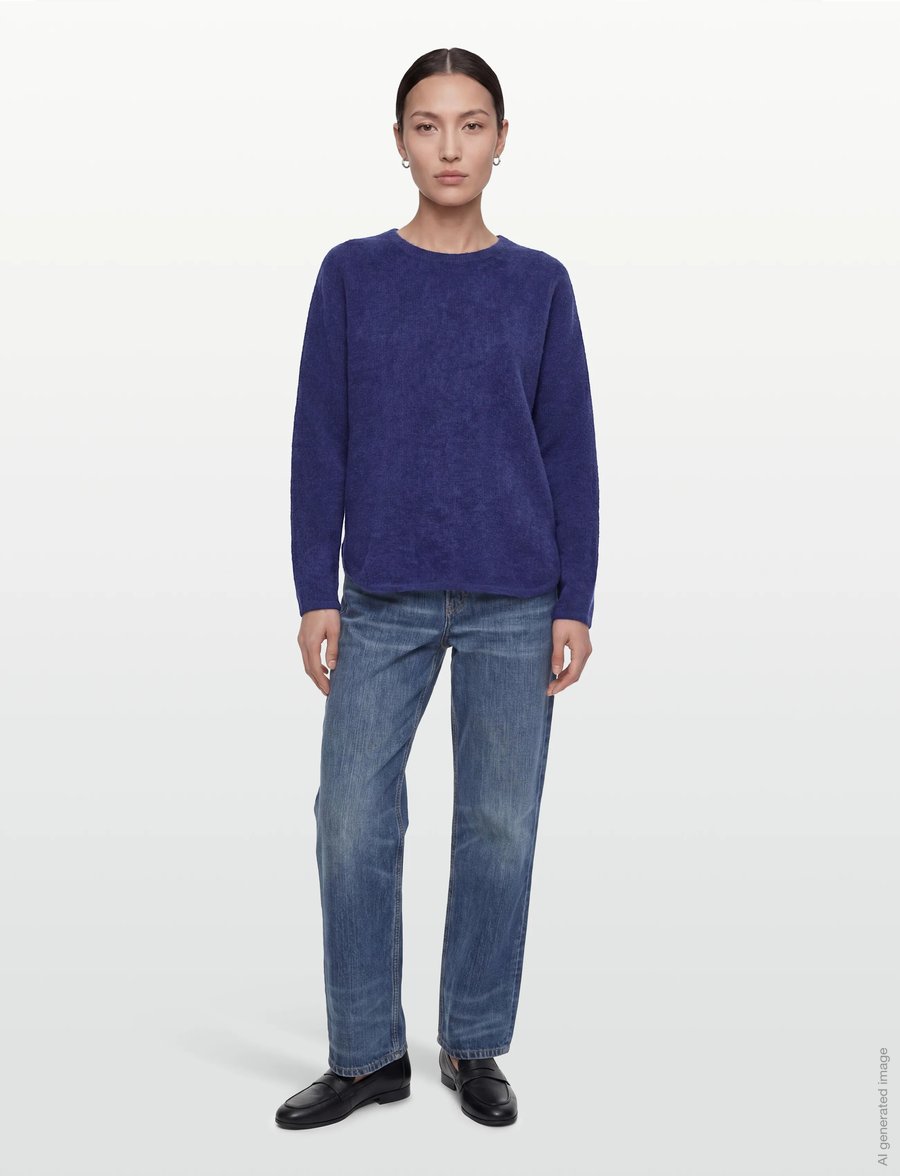 Davida Cashmere - Brushed Curved Sweater - kaschmir - denim blue - 0