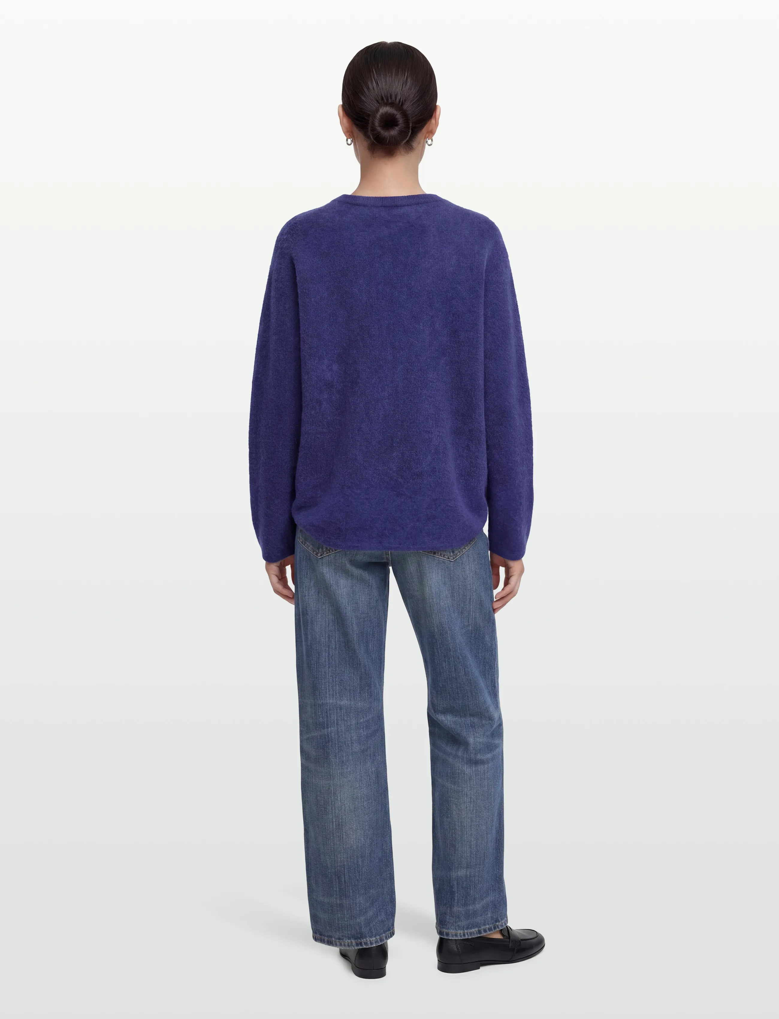 Davida Cashmere - Brushed Curved Sweater - trøjer - denim blue - 4
