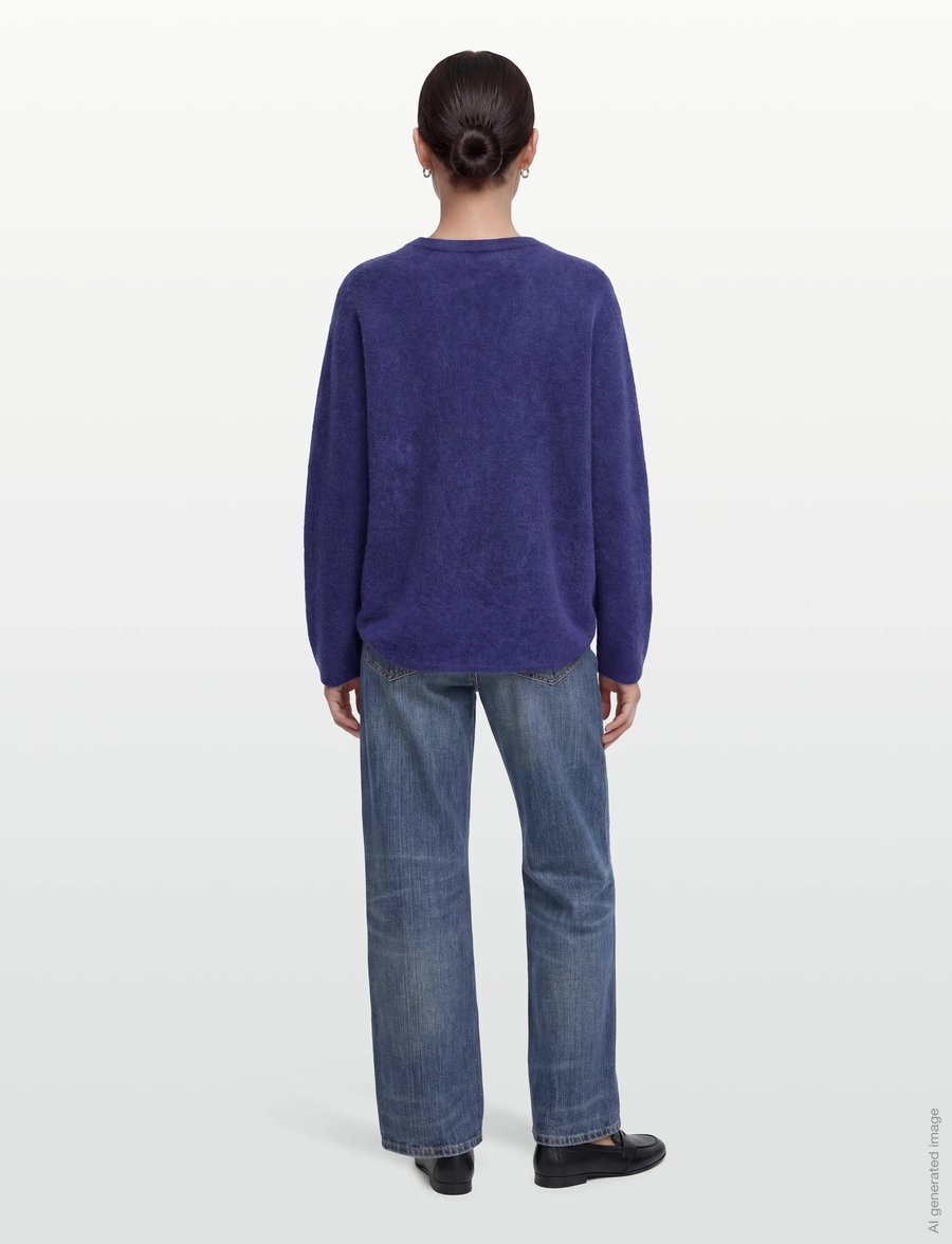 Davida Cashmere - Brushed Curved Sweater - kaschmir - denim blue - 4