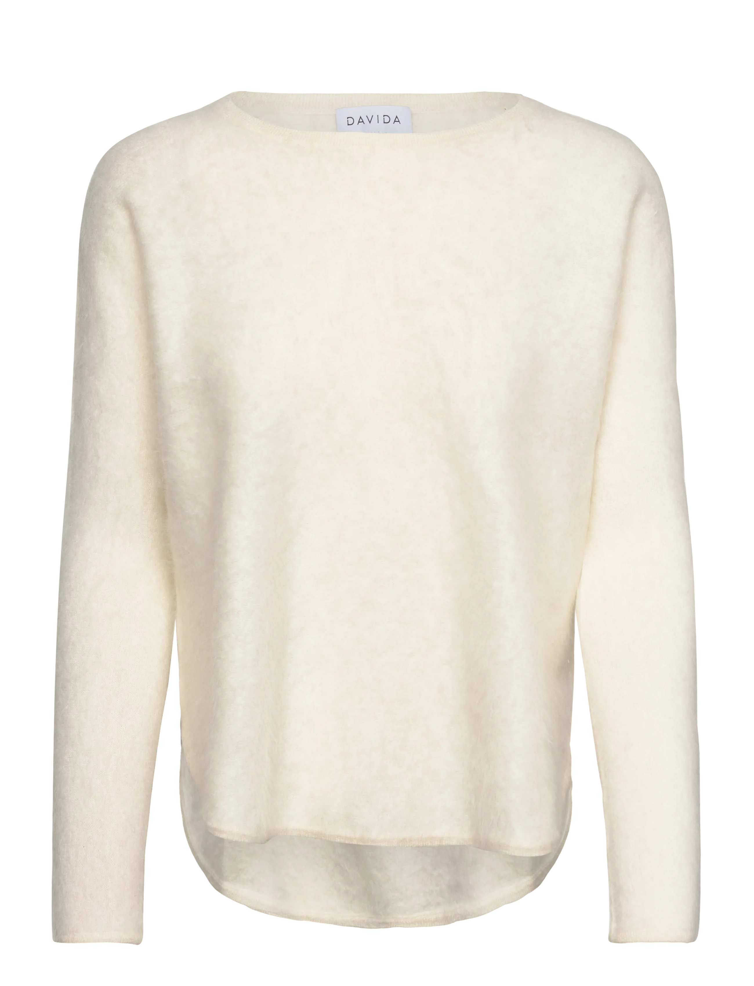 Davida Cashmere Brushed Curved Sweater - Kampaania - WHITE / white