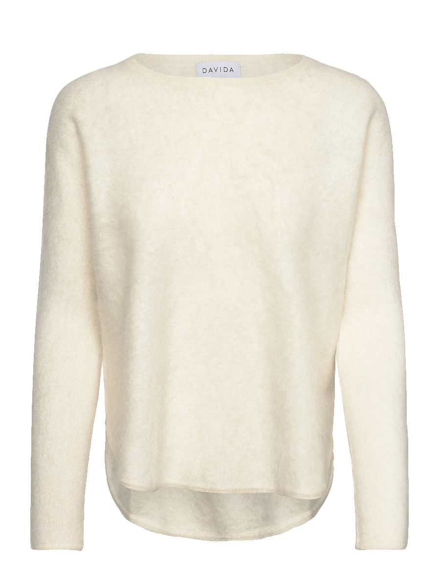 Davida Cashmere - Brushed Curved Sweater - kaschmir - white - 1