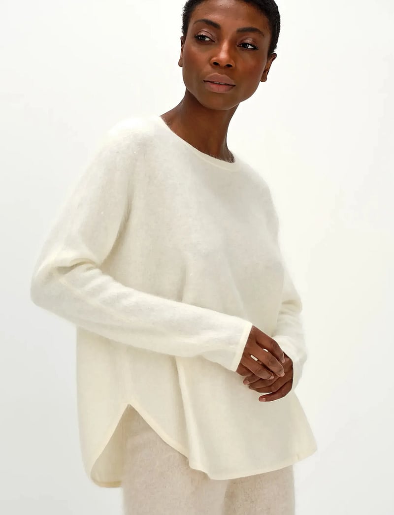 Davida Cashmere - Brushed Curved Sweater - kaschmir - white - 0
