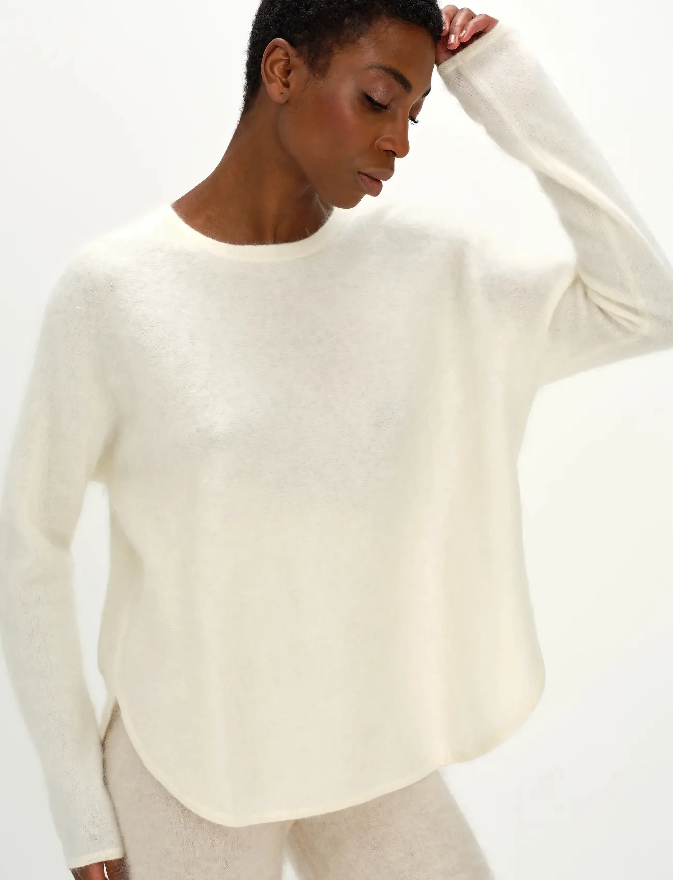 Davida Cashmere - Brushed Curved Sweater - kaschmir - white - 5