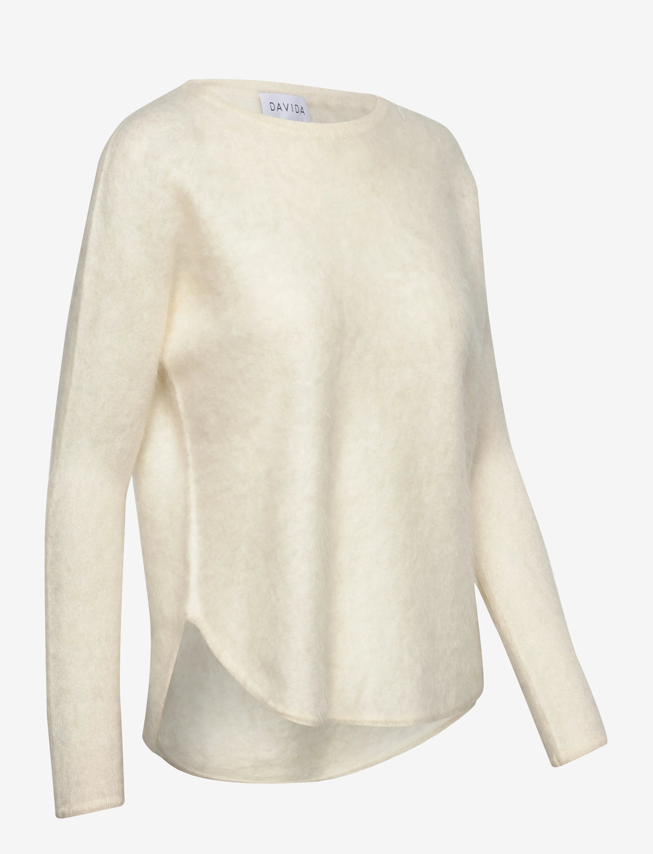 Davida Cashmere - Brushed Curved Sweater - kasmír - white - 3