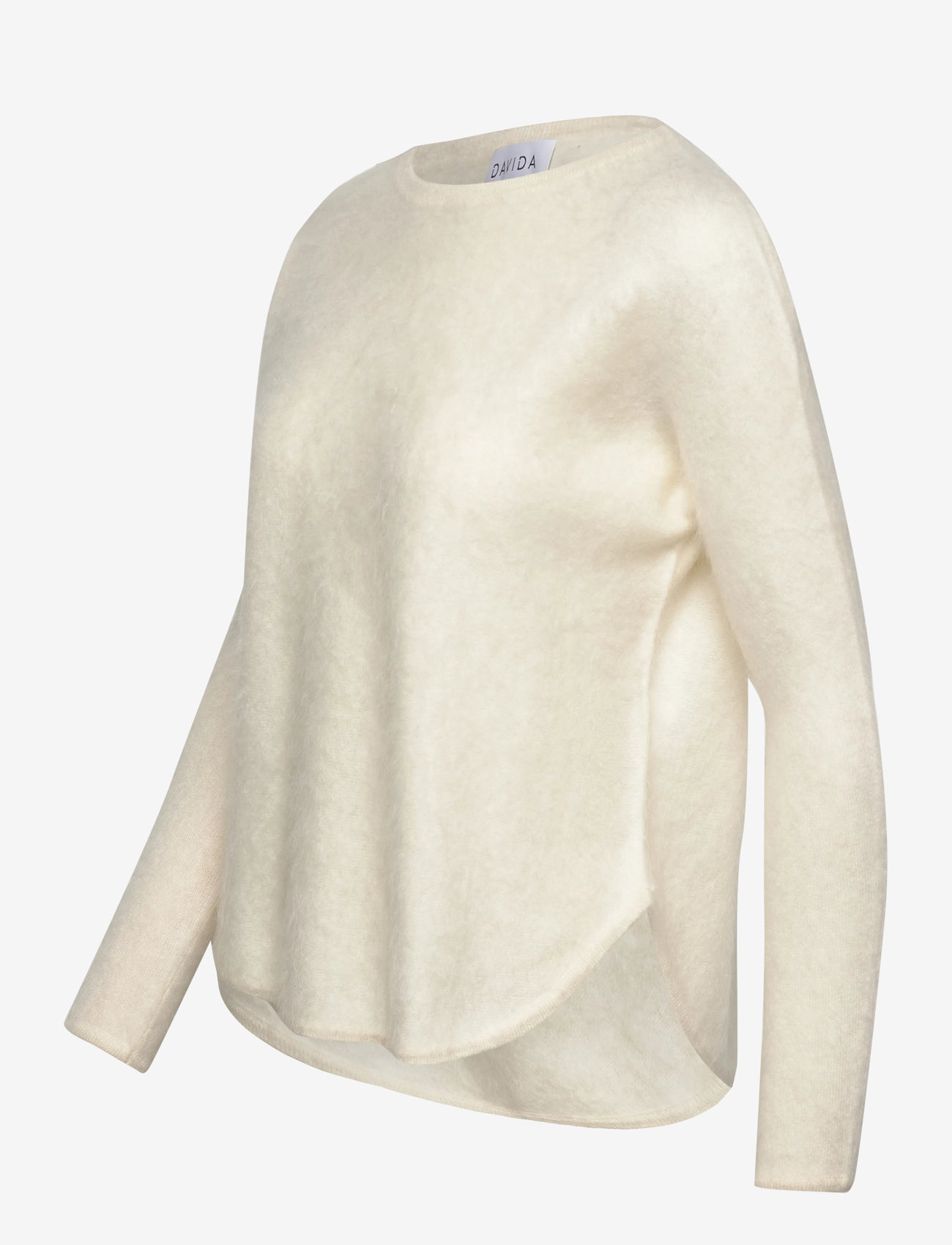 Davida Cashmere - Brushed Curved Sweater - kasmír - white - 4