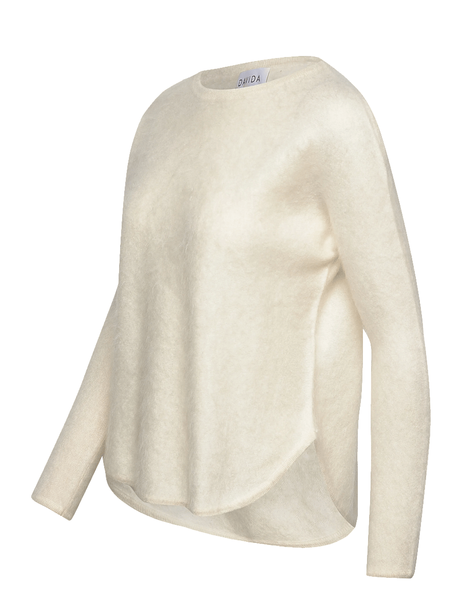 Davida Cashmere - Brushed Curved Sweater - kaschmir - white - 4