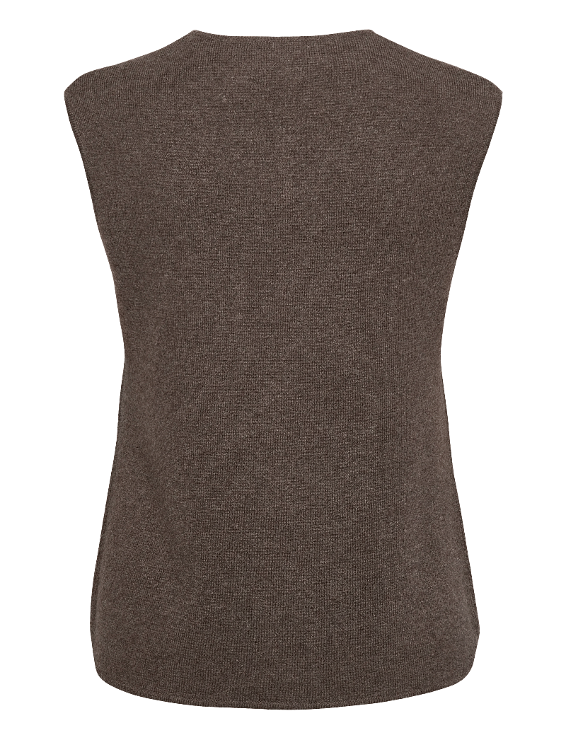 Davida Cashmere - V-neck Cardigan Vest - strikveste - cacao - 1