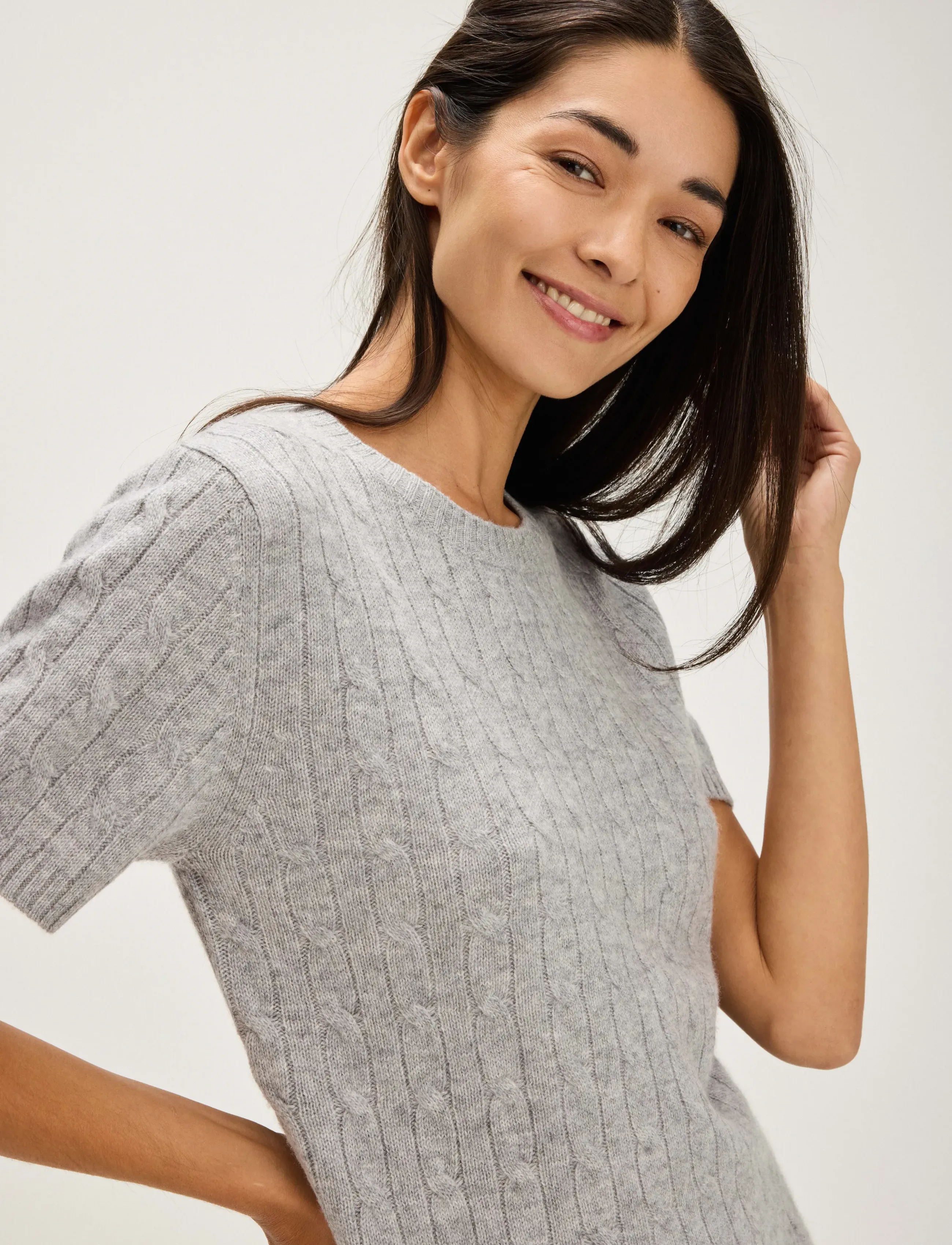 Davida Cashmere - T-Shirt Cable - t-shirts - light grey - 3