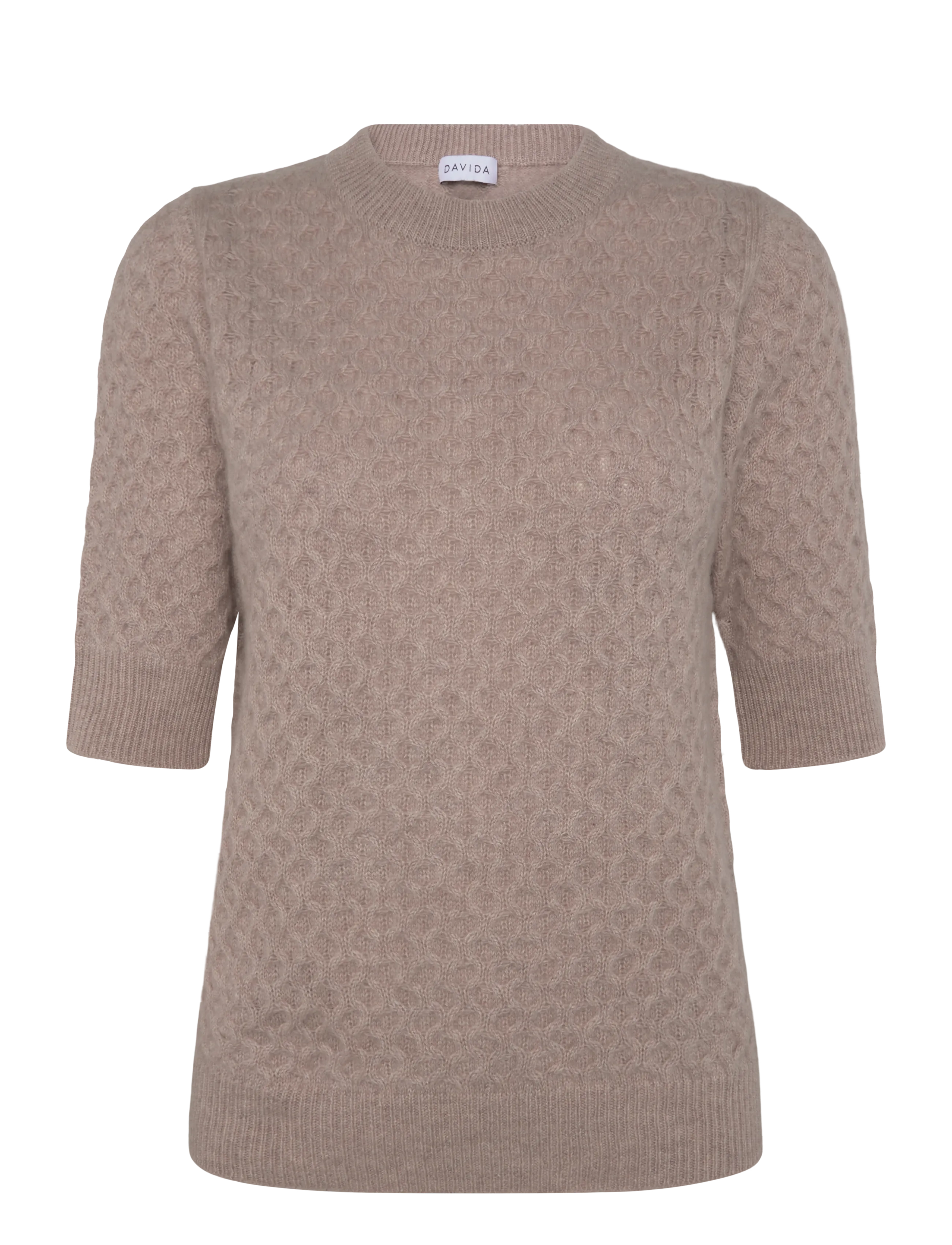 Davida Cashmere Boxy T-Shirt Diamond Knit - Summer in the city - SAND / beige