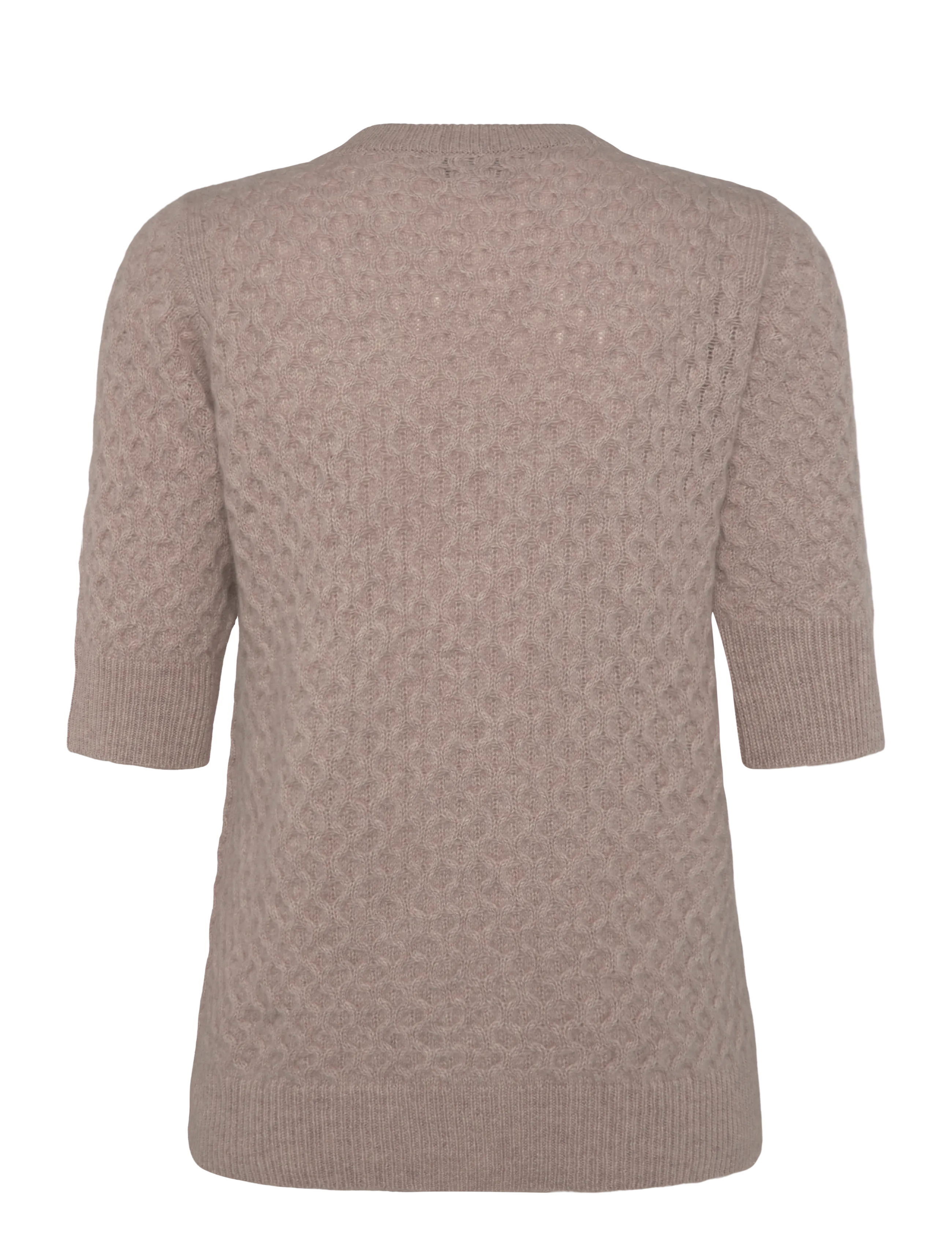 Davida Cashmere - Boxy T-Shirt Diamond Knit - cashmere - sand - 1