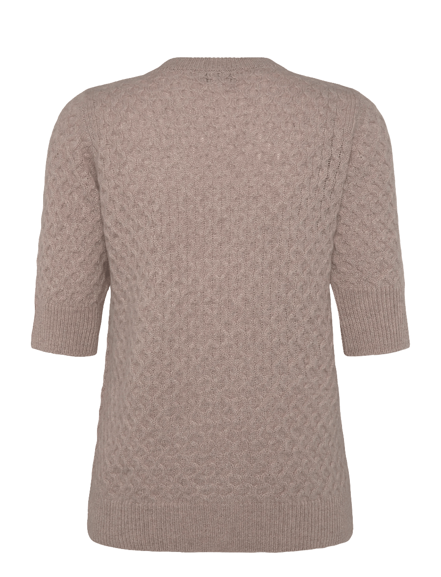 Davida Cashmere - Boxy T-Shirt Diamond Knit - cashmere - sand - 1