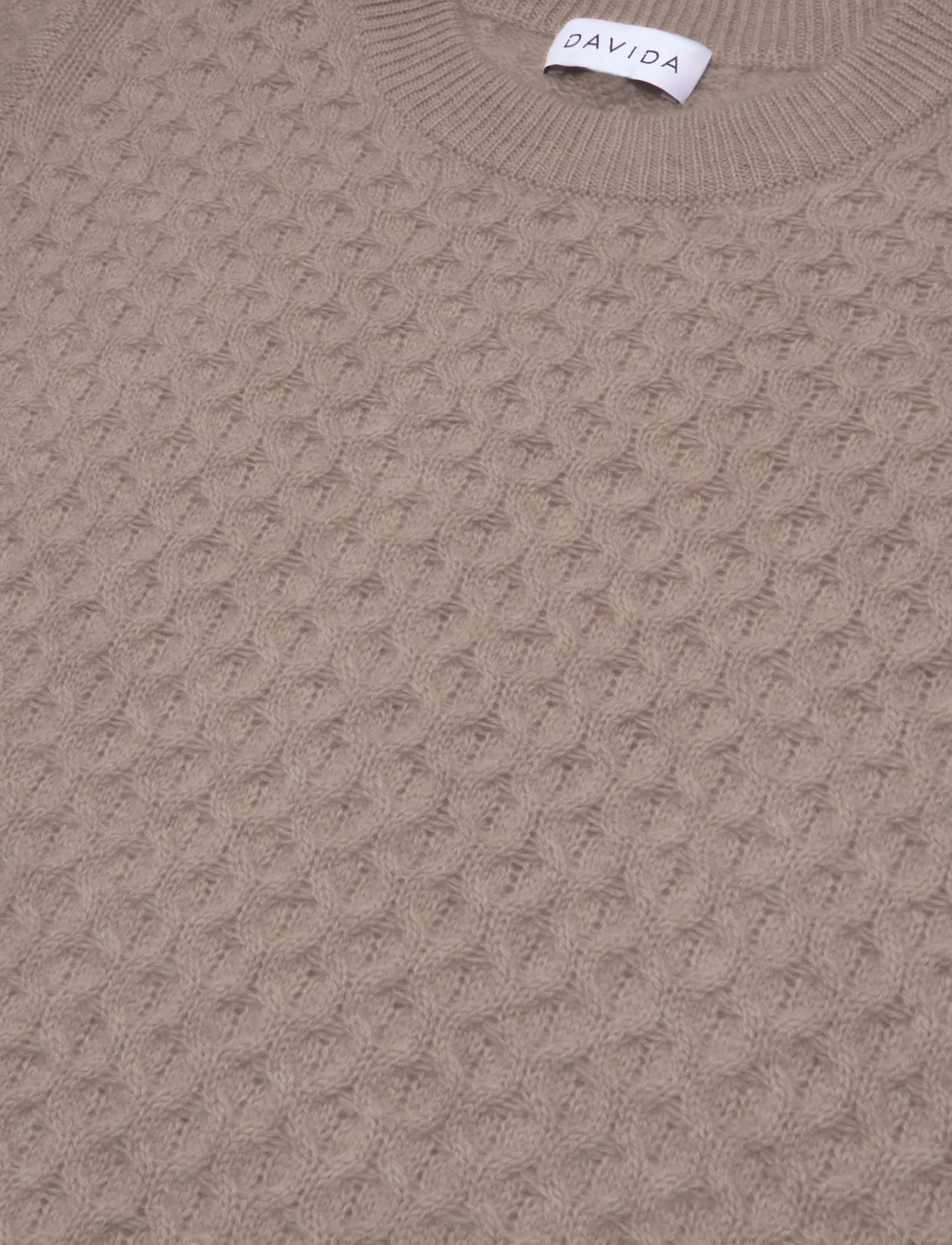 Davida Cashmere - Boxy T-Shirt Diamond Knit - cashmere - sand - 2