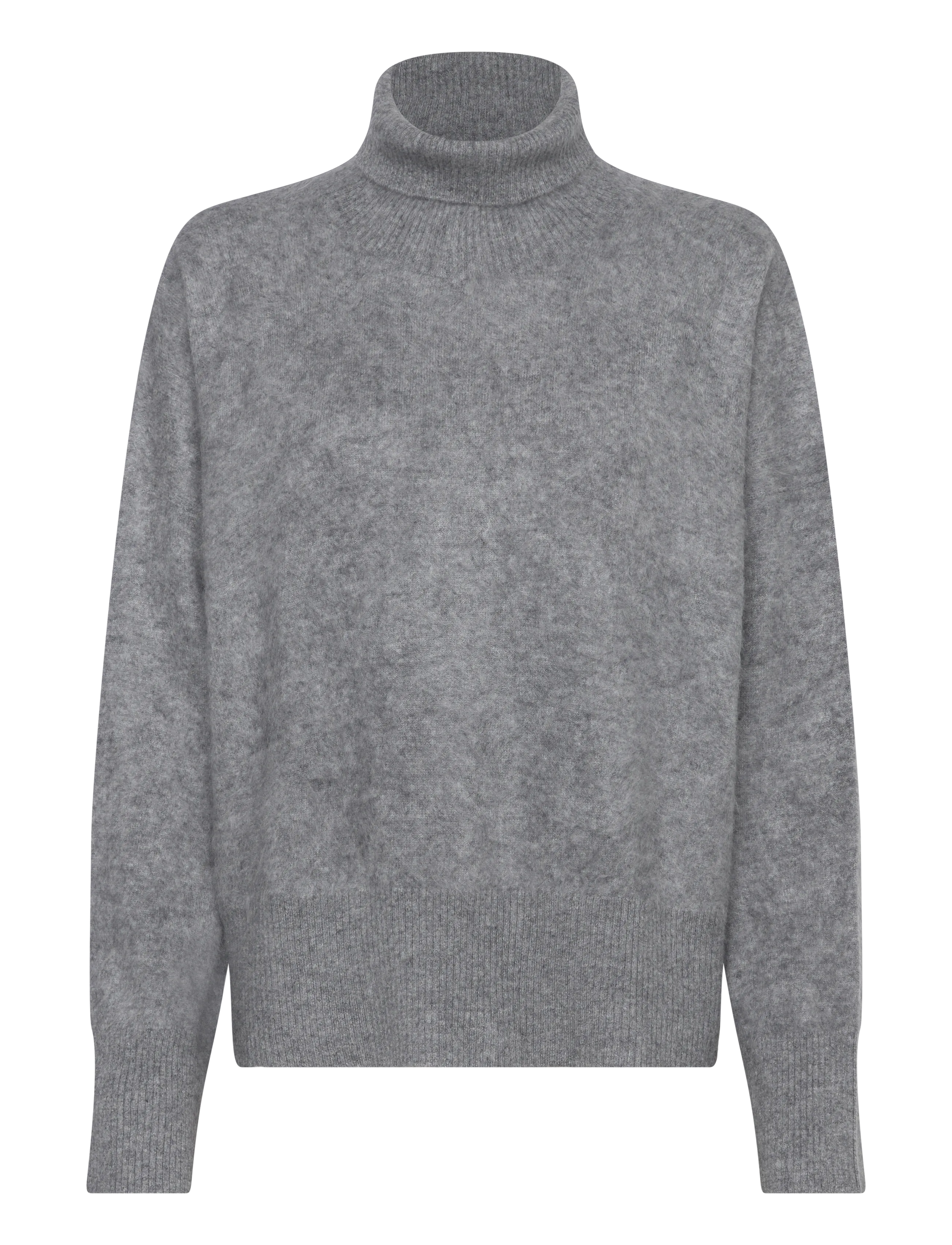 Davida Cashmere Brushed Roll Neck Sweater - Kläder - LIGTH GREY / grey