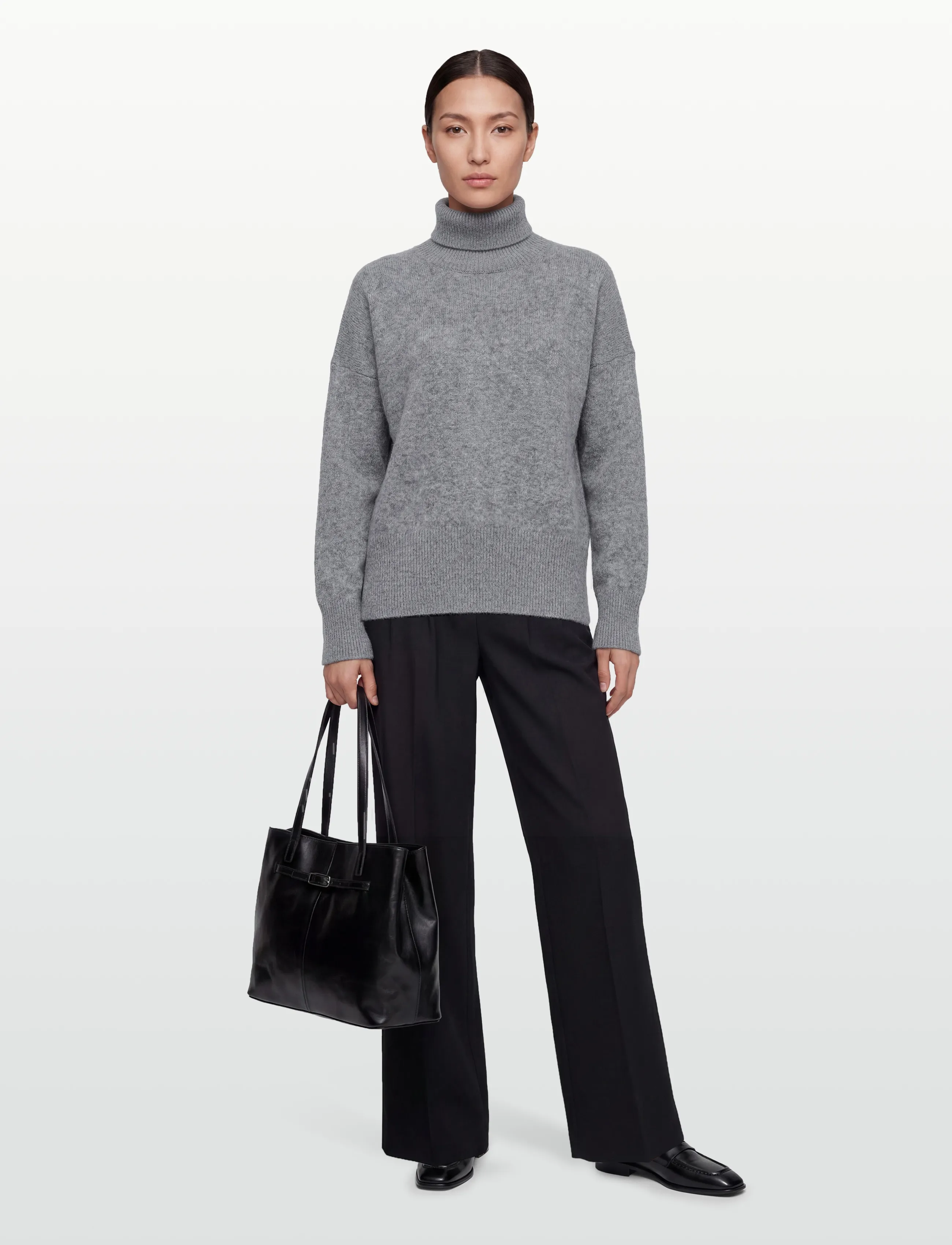 Davida Cashmere - Brushed Roll Neck Sweater - rullekraver - ligth grey - 0