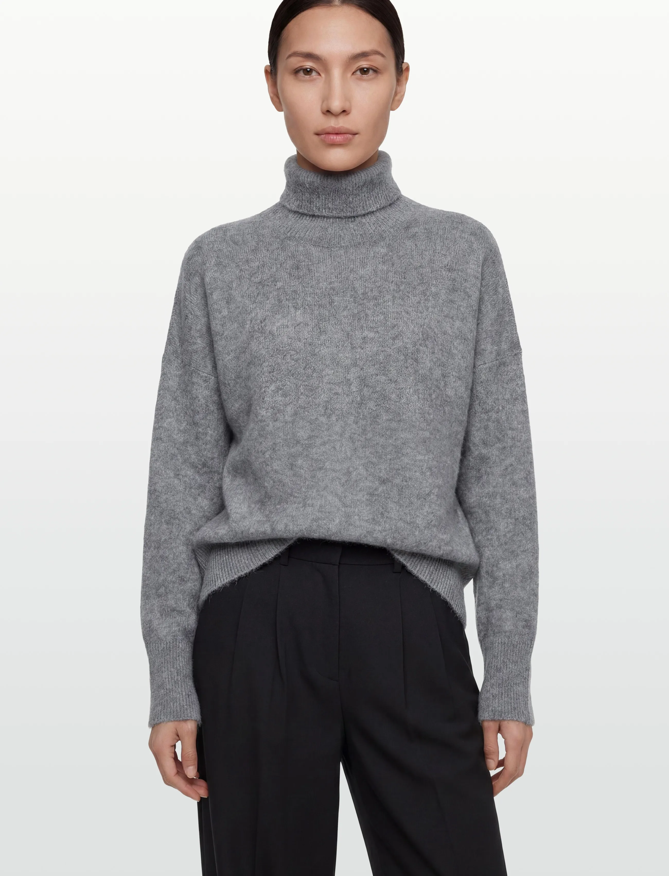 Davida Cashmere - Brushed Roll Neck Sweater - rullekraver - ligth grey - 3