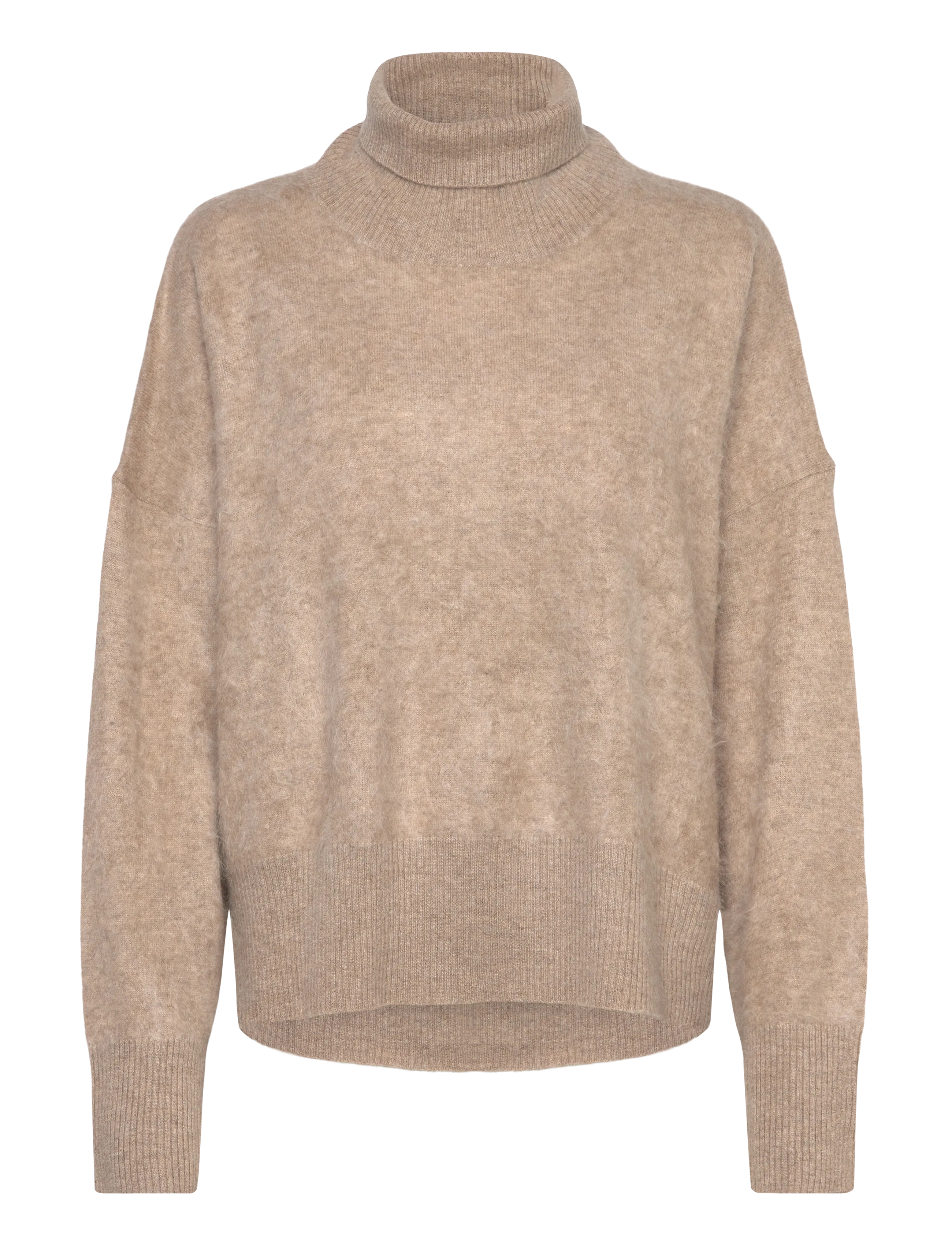 Davida Cashmere Brushed Roll Neck Sweater - Kläder - MINK / beige