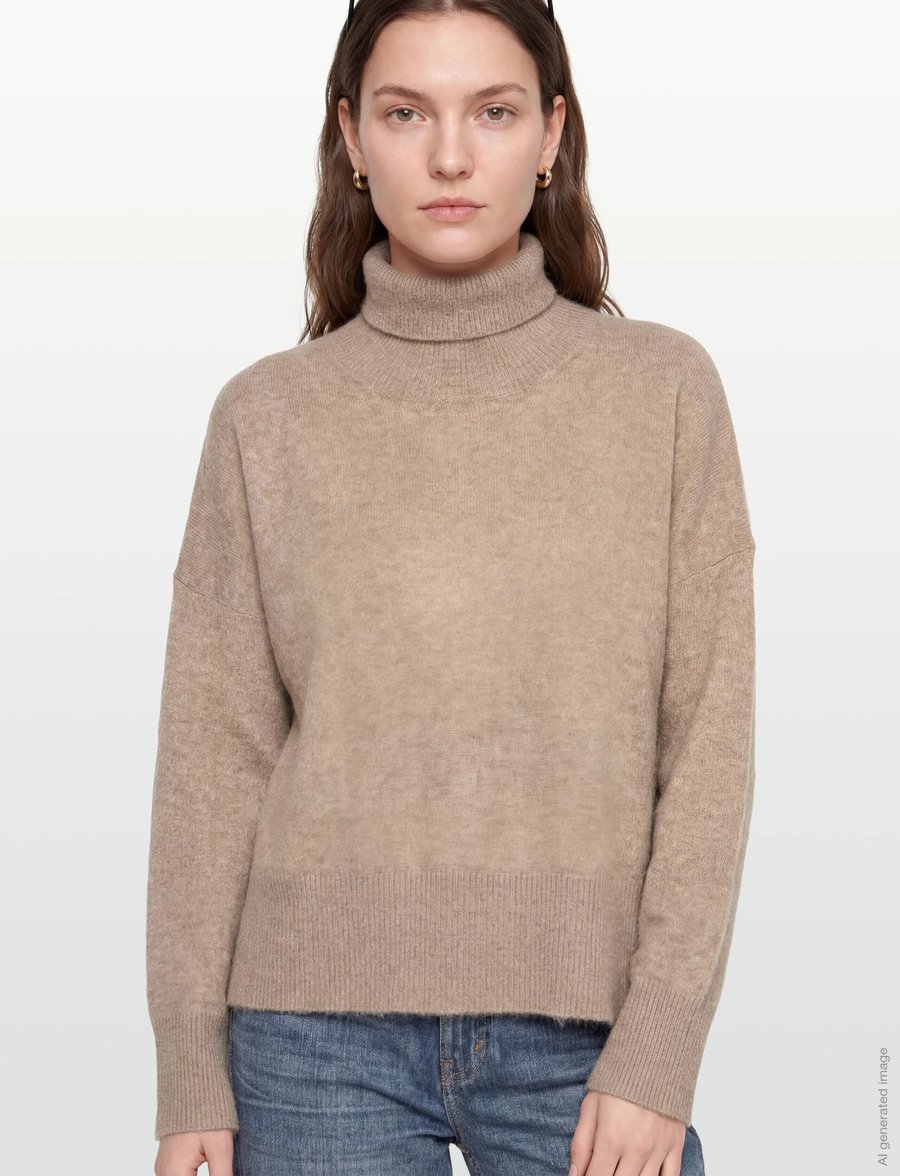 Davida Cashmere - Brushed Roll Neck Sweater - kaschmir - mink - 3