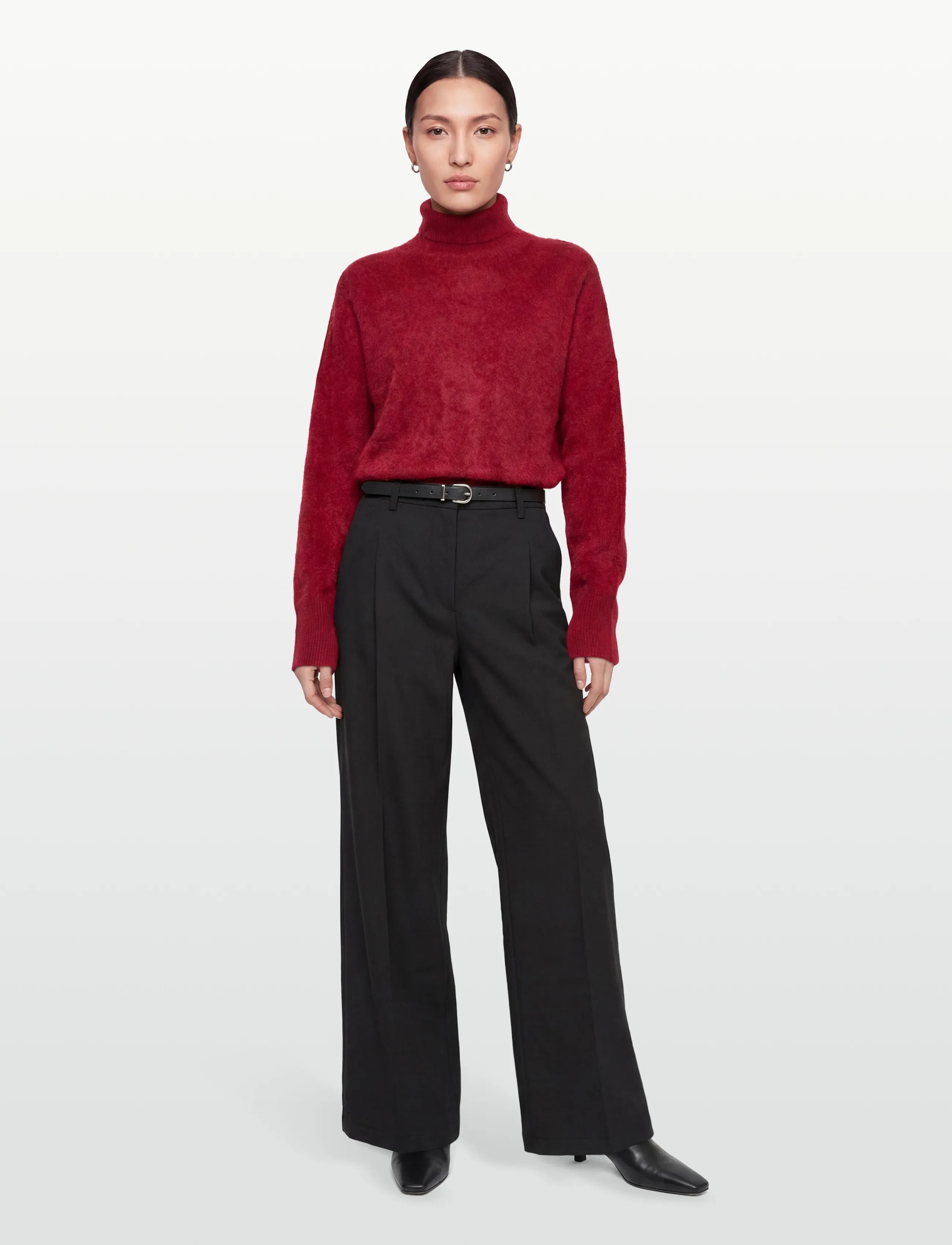 Davida Cashmere - Brushed Roll Neck Sweater - rullekraver - mulberry red - 0