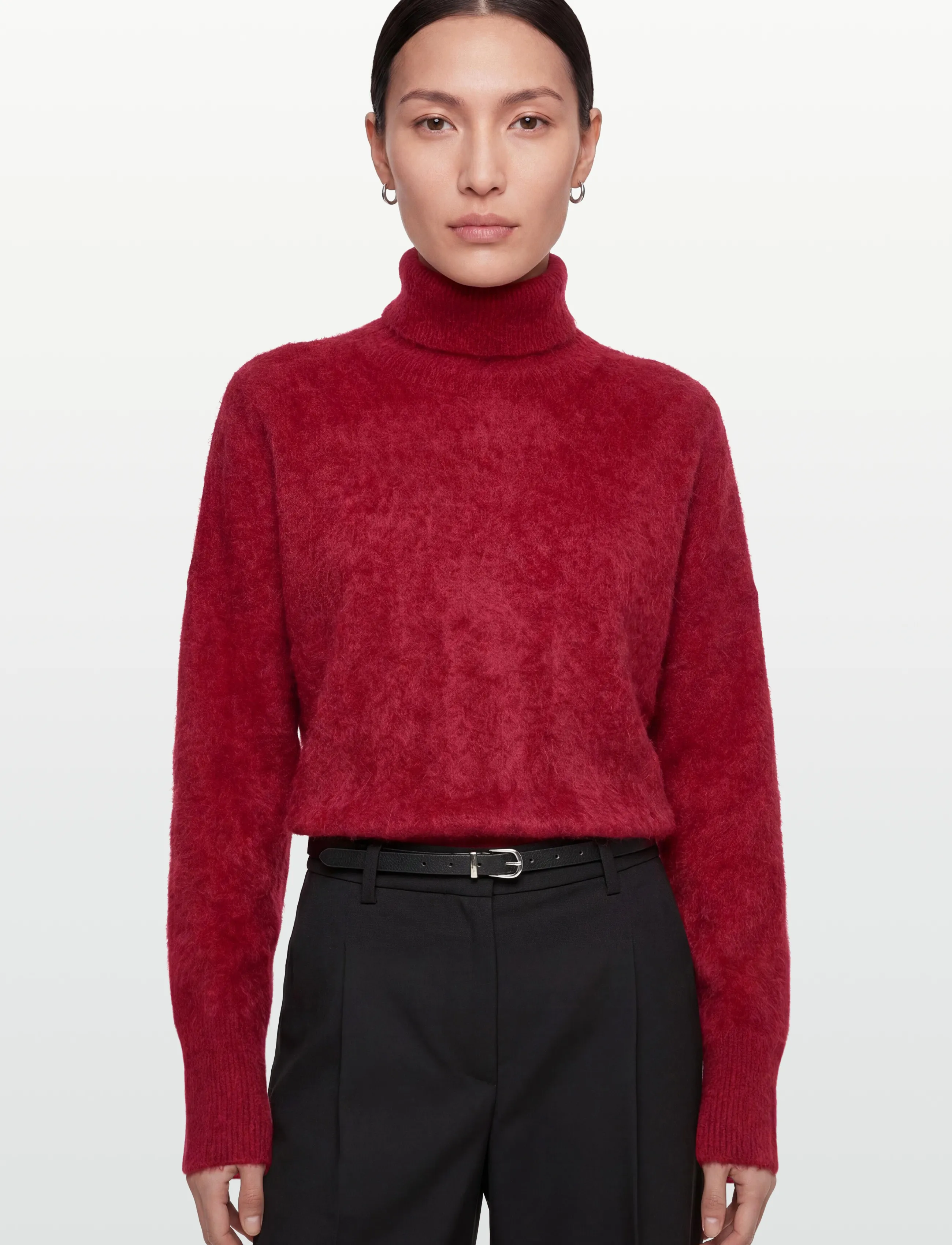 Davida Cashmere - Brushed Roll Neck Sweater - rullekraver - mulberry red - 3