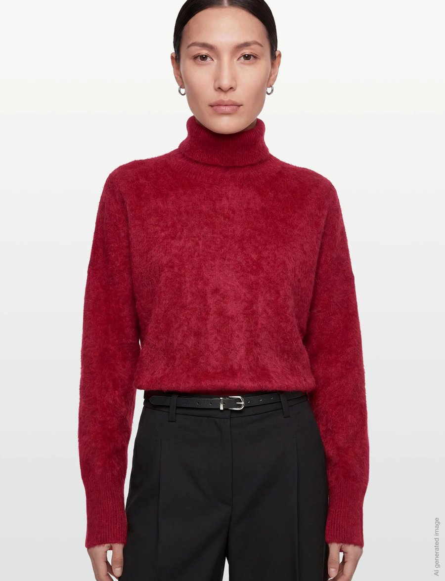 Davida Cashmere - Brushed Roll Neck Sweater - kaschmir - mulberry red - 3