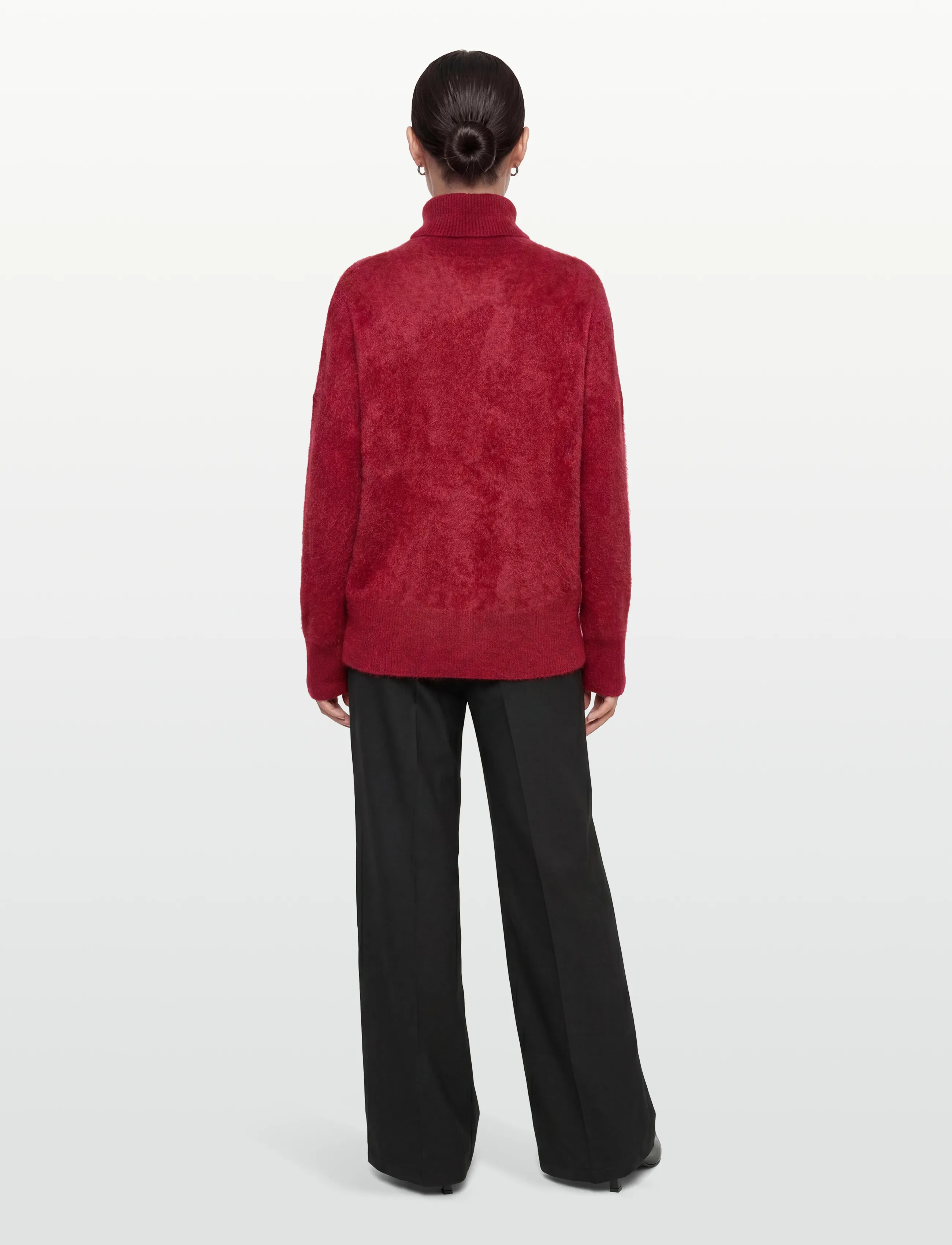 Davida Cashmere - Brushed Roll Neck Sweater - rullekraver - mulberry red - 4