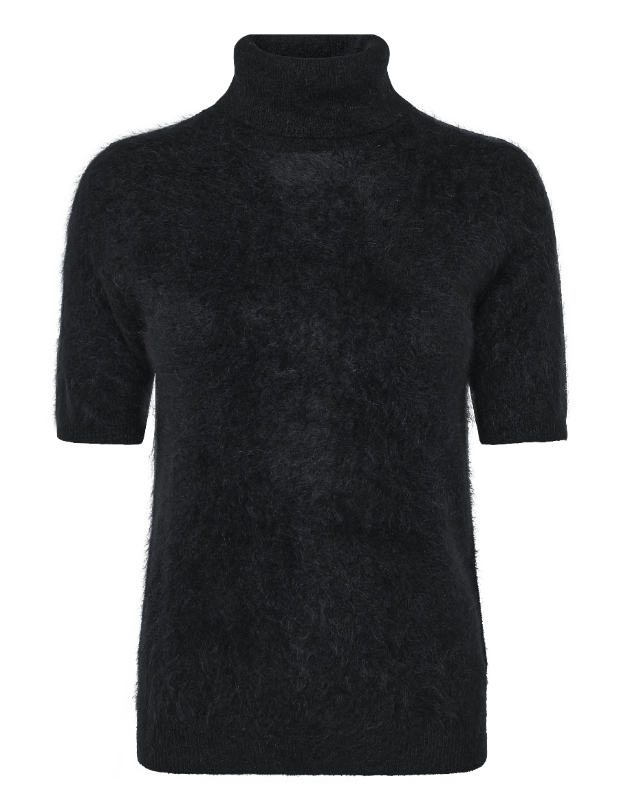 Davida Cashmere - brushed turtleneck t-shirt - cashmere - black - 0