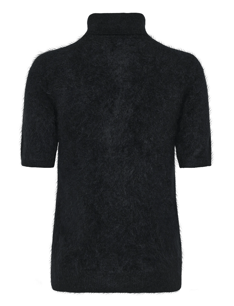 Davida Cashmere - brushed turtleneck t-shirt - cashmere - black - 1