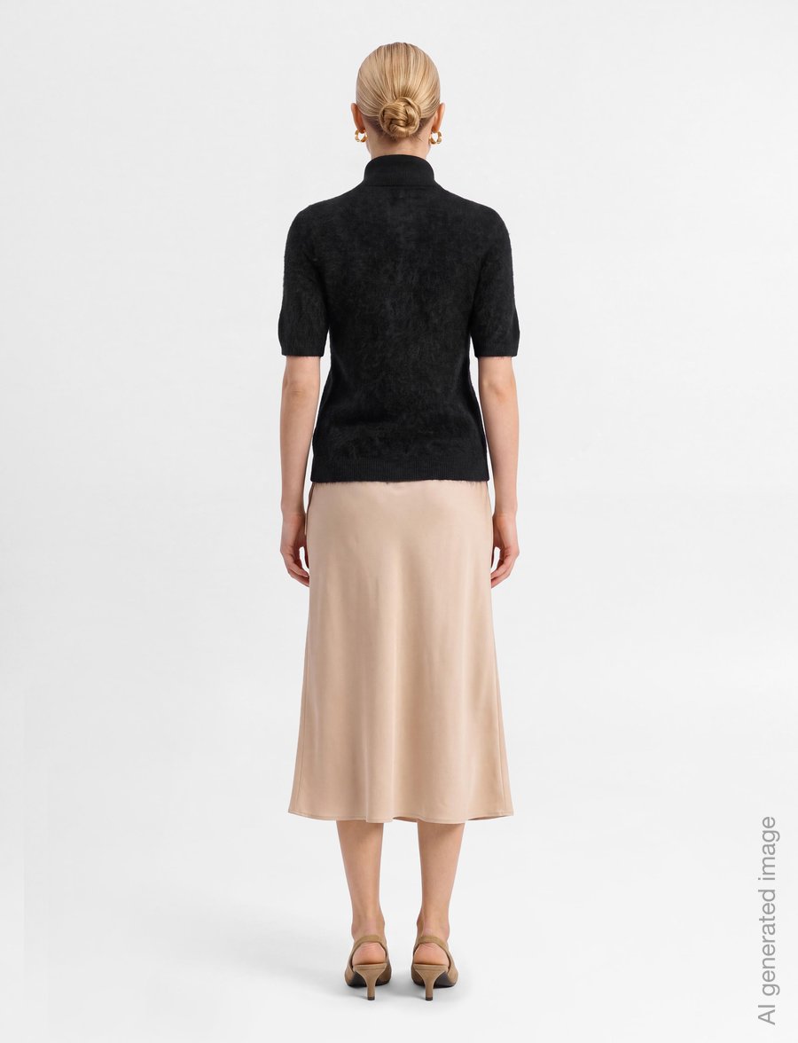 Davida Cashmere - brushed turtleneck t-shirt - kašmiir - black - 4