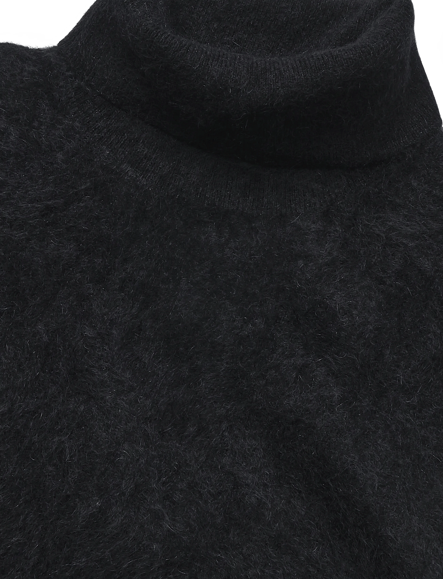 Davida Cashmere - brushed turtleneck t-shirt - cashmere - black - 2