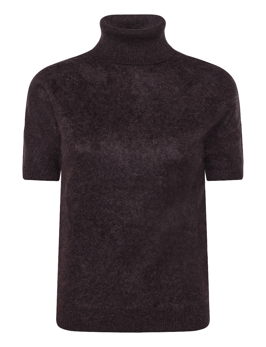 Davida Cashmere - brushed turtleneck t-shirt - kaschmir - cacao - 0