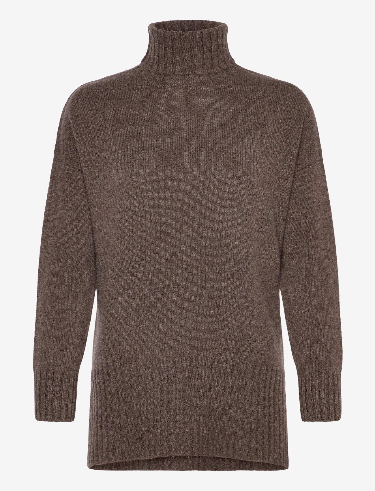Davida Cashmere - Turtleneck Oversized Slits - kaschmir - cacao - 1
