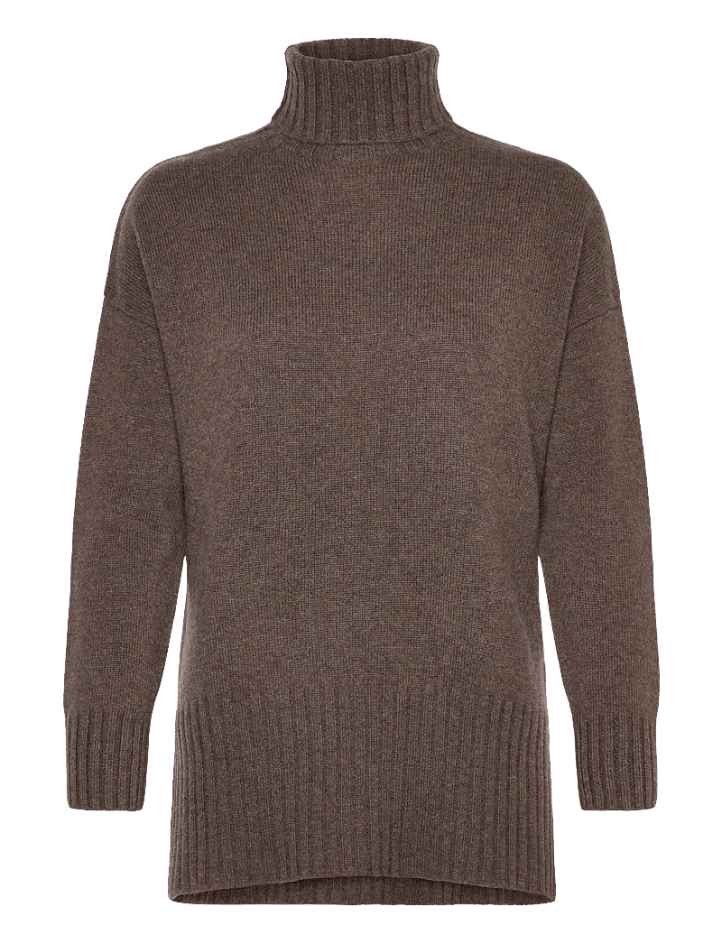 Davida Cashmere - Turtleneck Oversized Slits - kaschmir - cacao - 1
