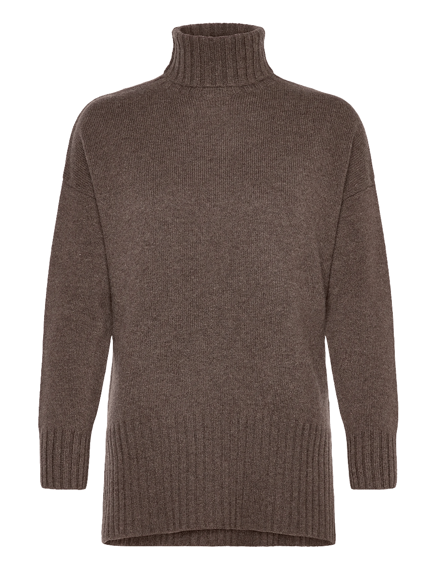 Davida Cashmere - Turtleneck Oversized Slits - kaschmir - cacao - 1