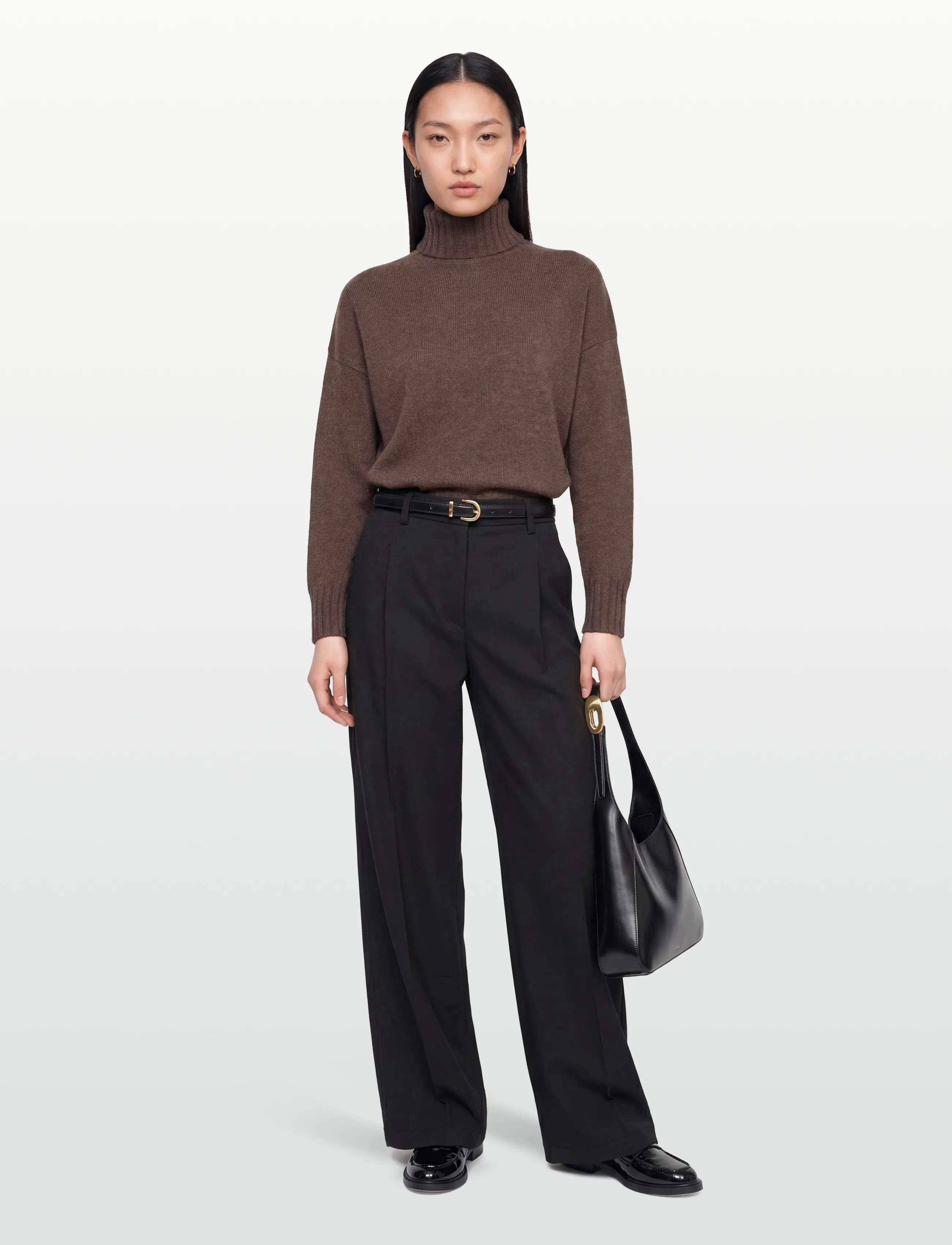Davida Cashmere Turtleneck Oversized Slits, M, Brown, Strik > Rullekrave, Dame