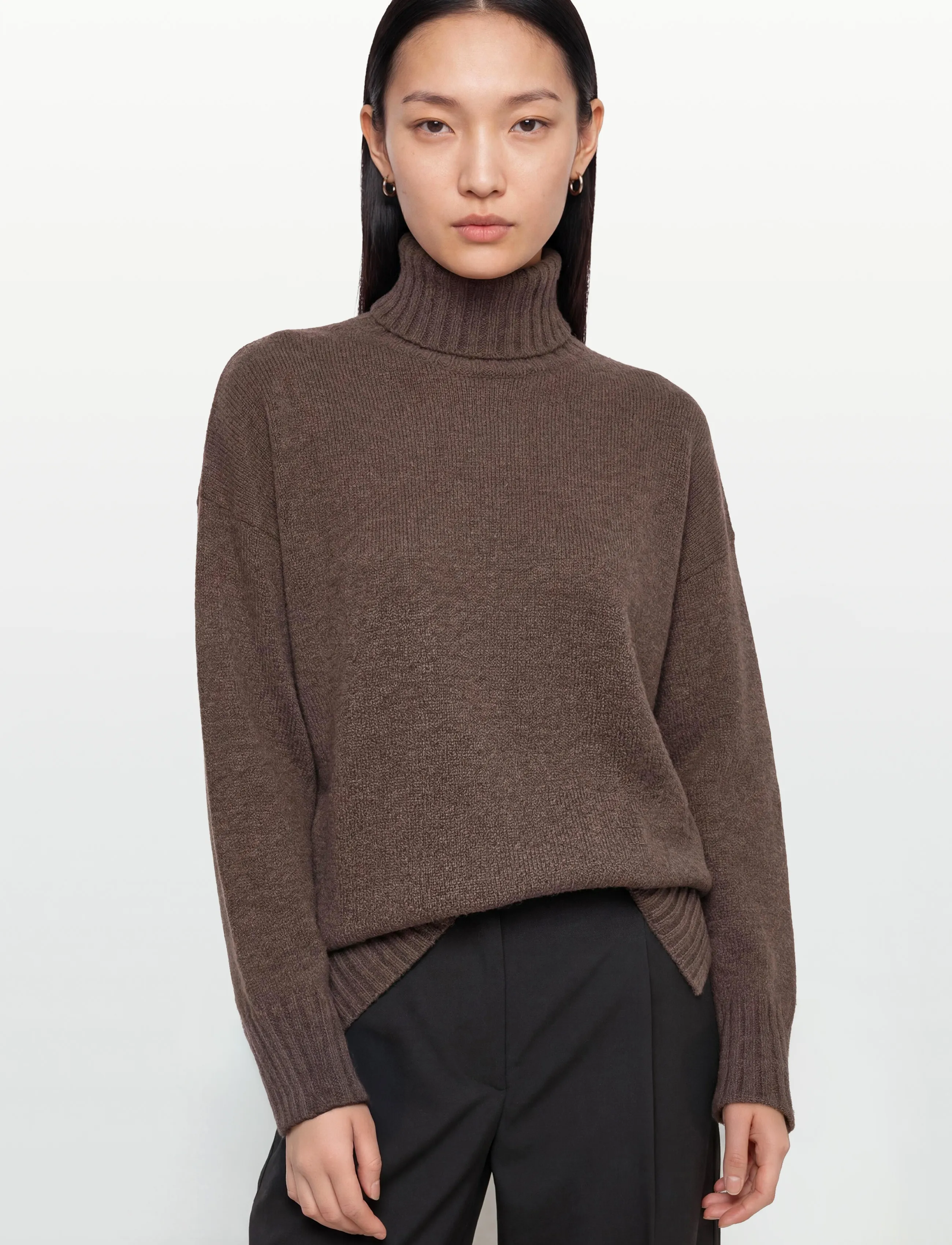 Davida Cashmere - Turtleneck Oversized Slits - kashmir - cacao - 5