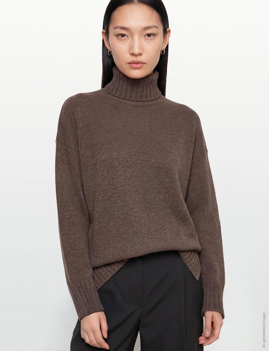 Davida Cashmere - Turtleneck Oversized Slits - kaschmir - cacao - 5