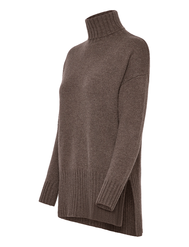 Davida Cashmere - Turtleneck Oversized Slits - kaschmir - cacao - 3