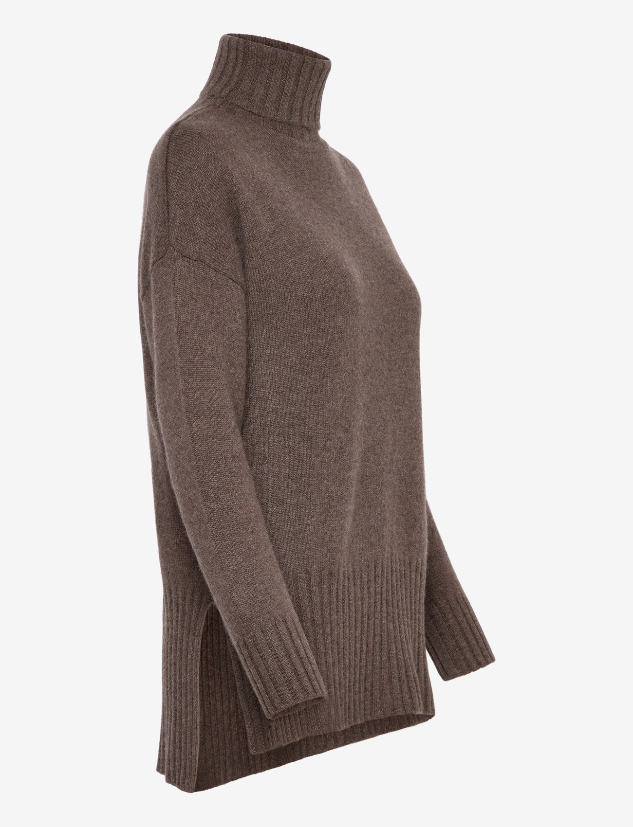 Davida Cashmere - Turtleneck Oversized Slits - kaschmir - cacao - 4