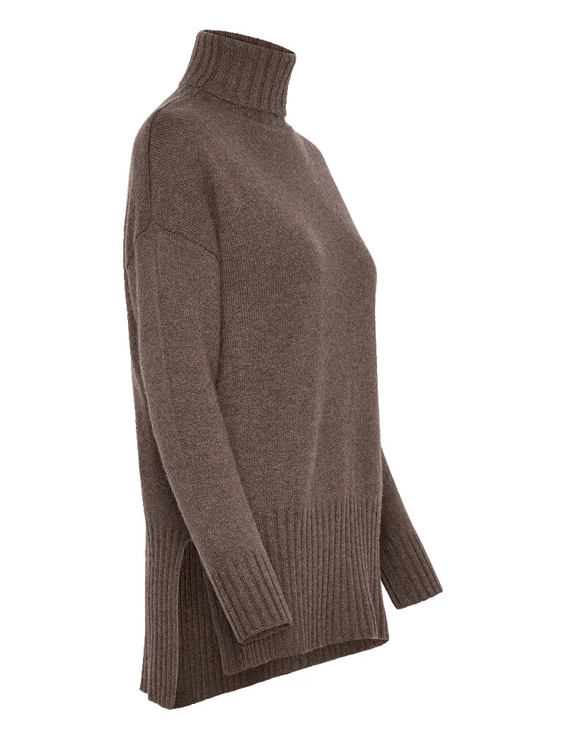 Davida Cashmere - Turtleneck Oversized Slits - kaschmir - cacao - 4