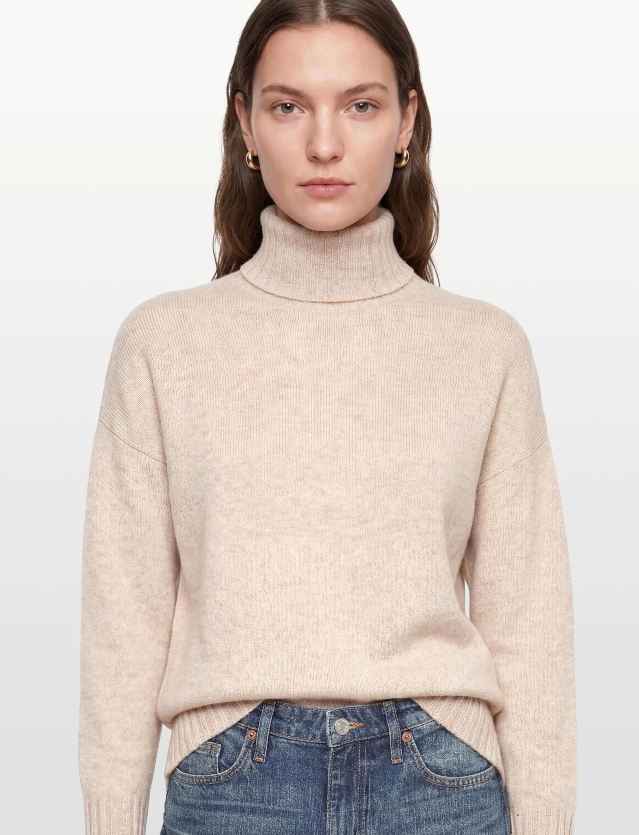 Davida Cashmere - Turtleneck Oversized Slits - rullekraver - light beige - 5