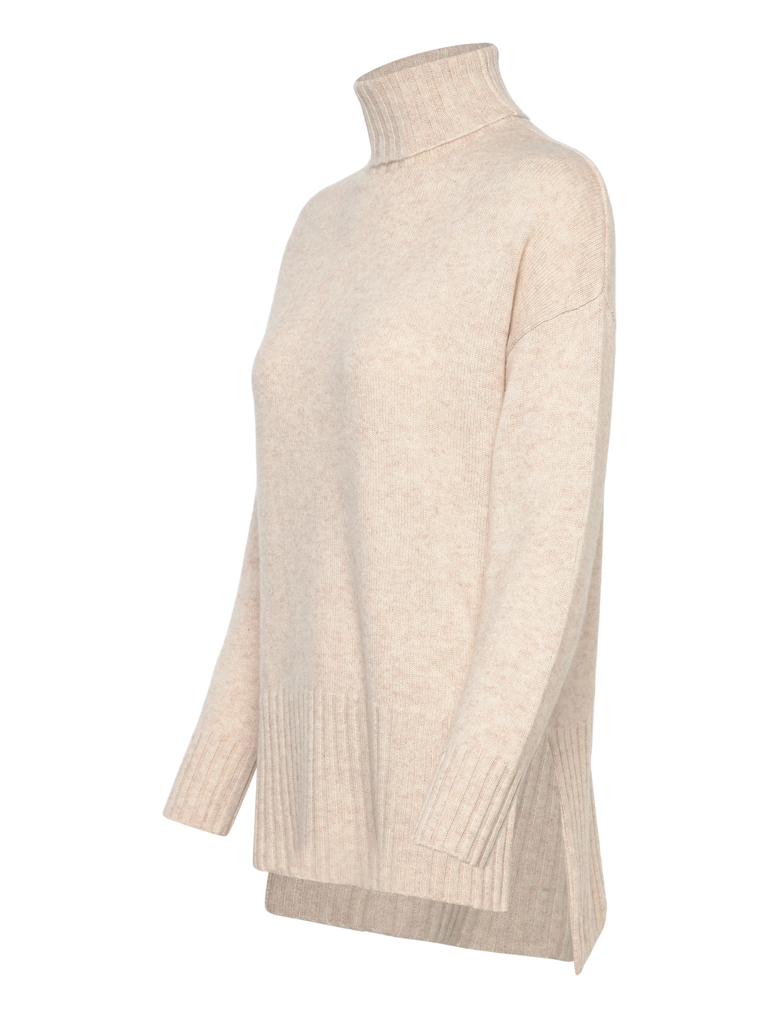 Davida Cashmere - Turtleneck Oversized Slits - rullekraver - light beige - 3