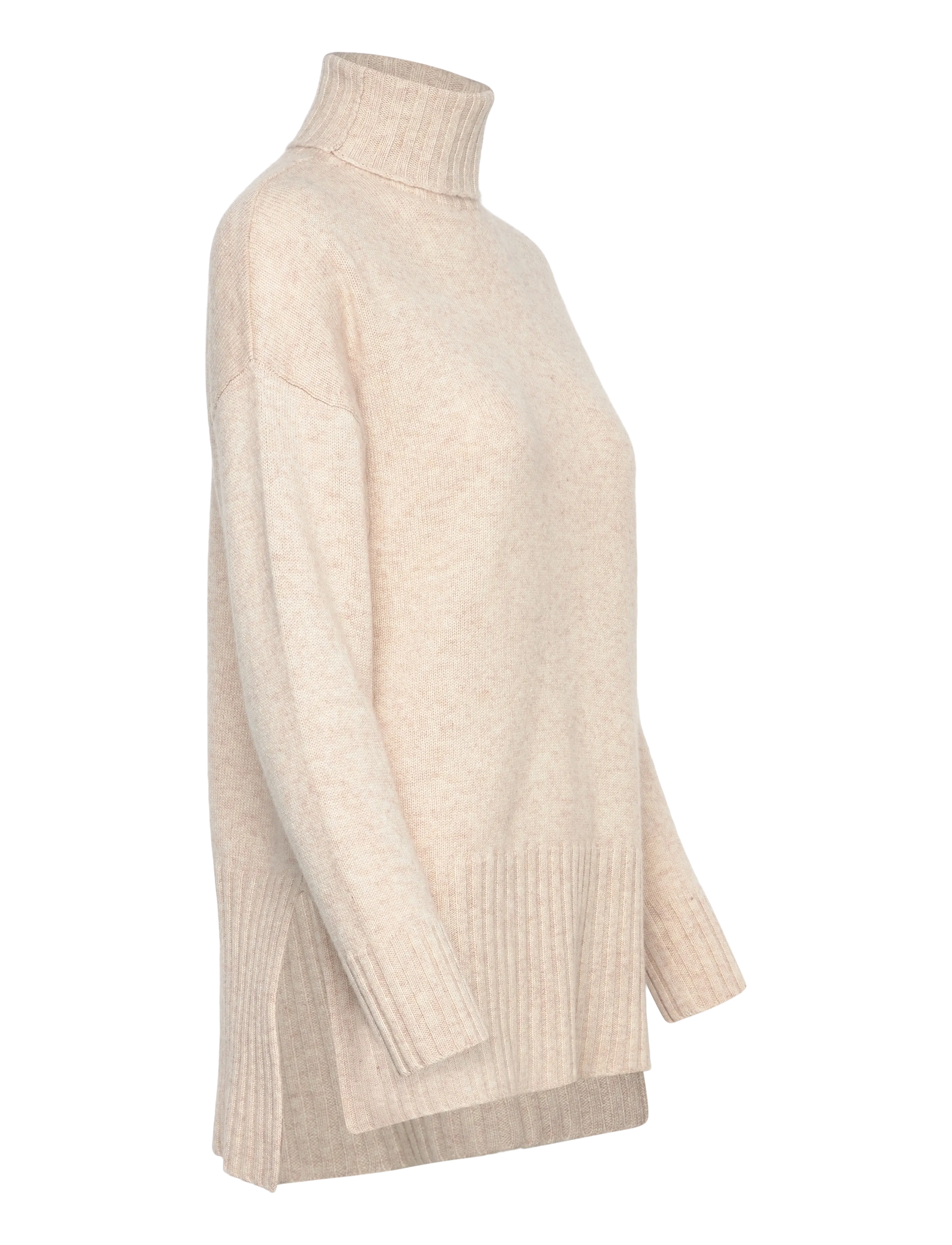 Davida Cashmere - Turtleneck Oversized Slits - rullekraver - light beige - 4