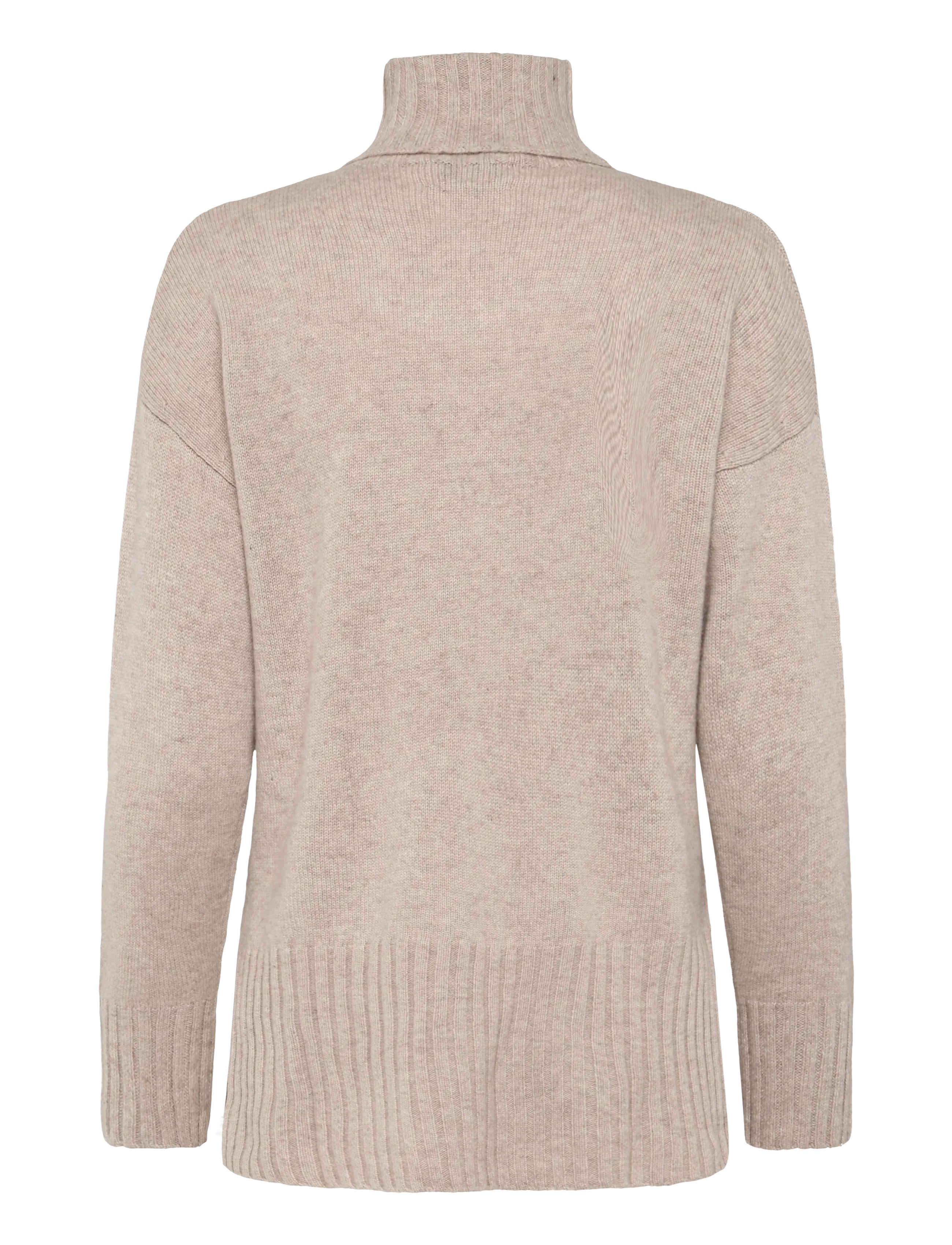 Davida Cashmere - Turtleneck Oversized Slits - kashmir - sand - 1