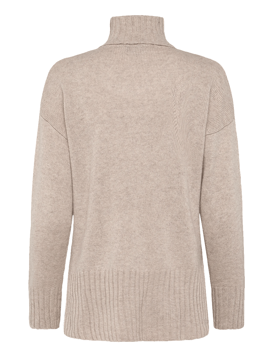 Davida Cashmere - Turtleneck Oversized Slits - kaschmir - sand - 1