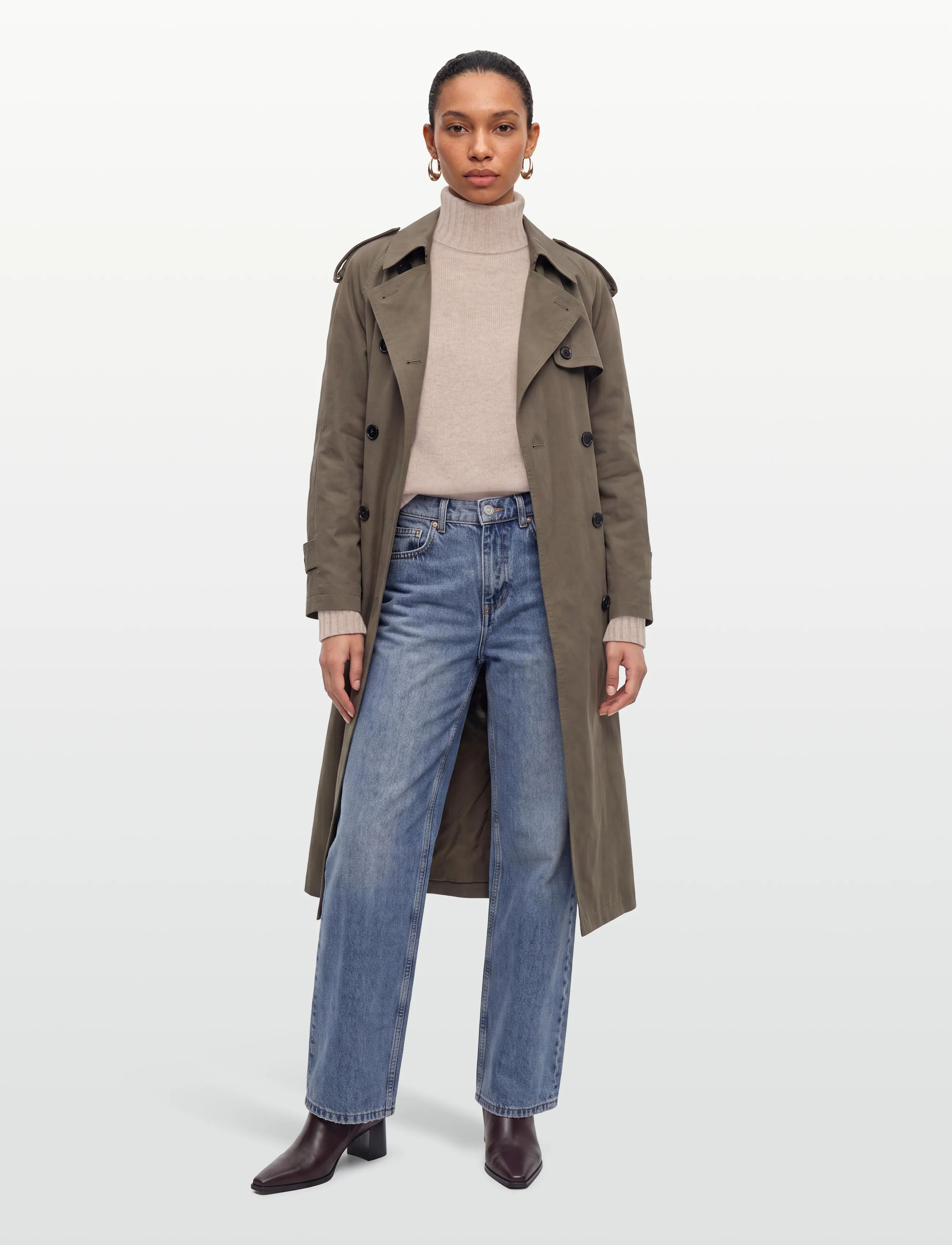 Davida Cashmere Turtleneck Oversized Slits, Kvinder, Oversize Rullekrave Sweater, Beige, Str: XS