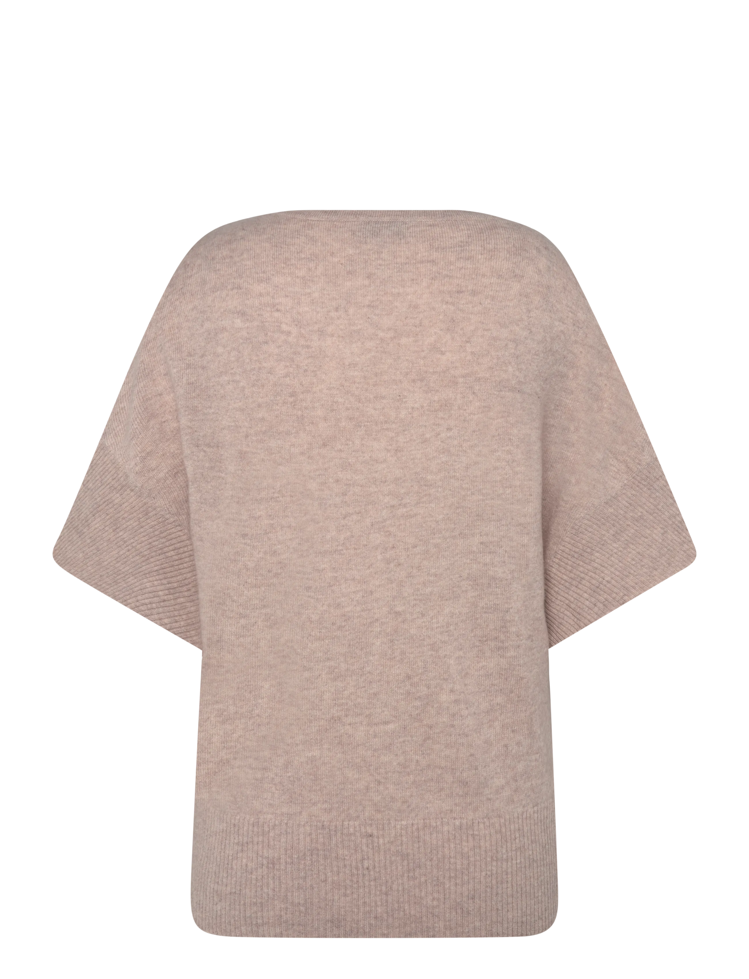 Davida Cashmere - V-Neck Oversized Short Sleeve Sweater - cashmere - sand - 1