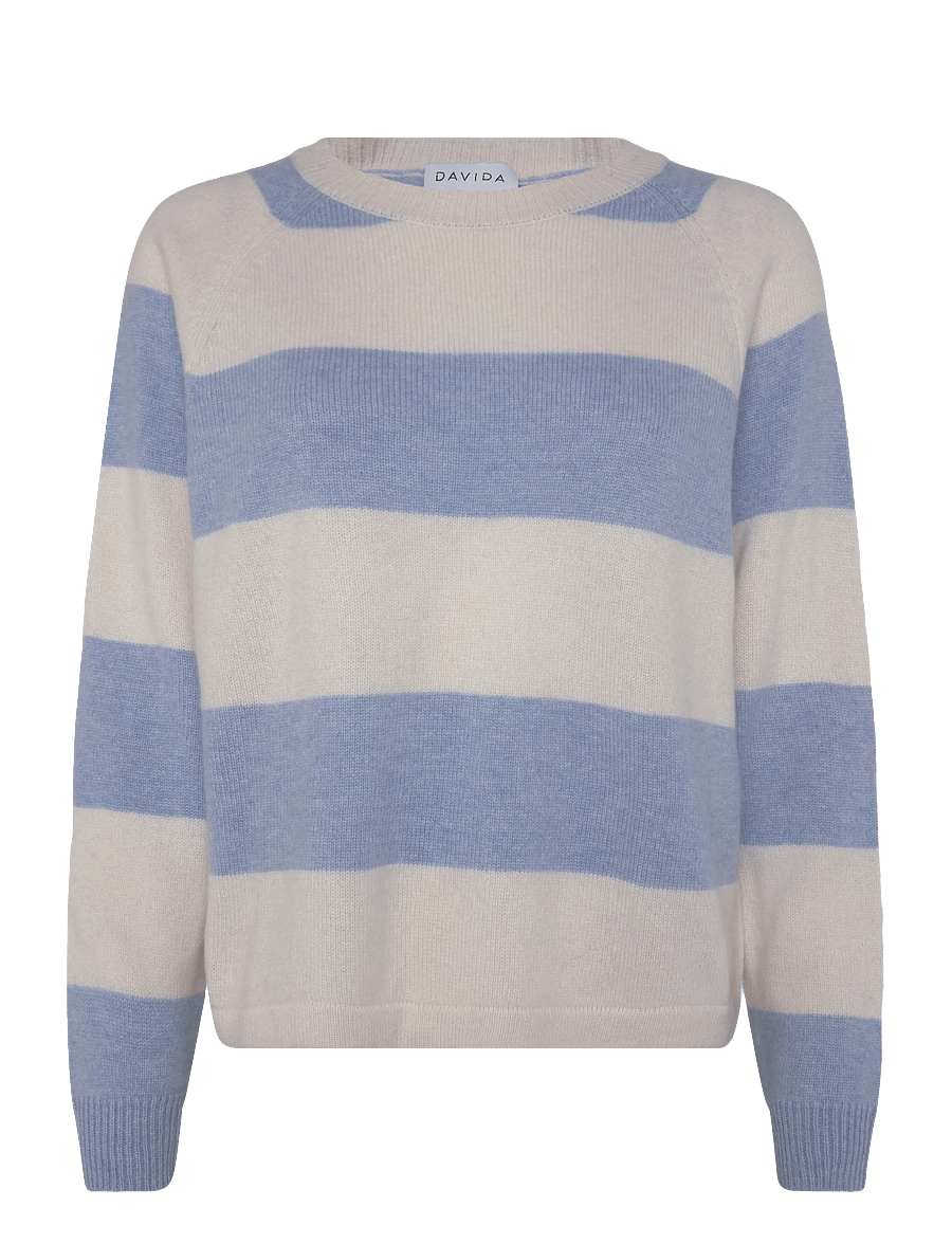 Davida Cashmere - Boxy Raglan Striped Sweater - kaschmir - white/blue fog - 0