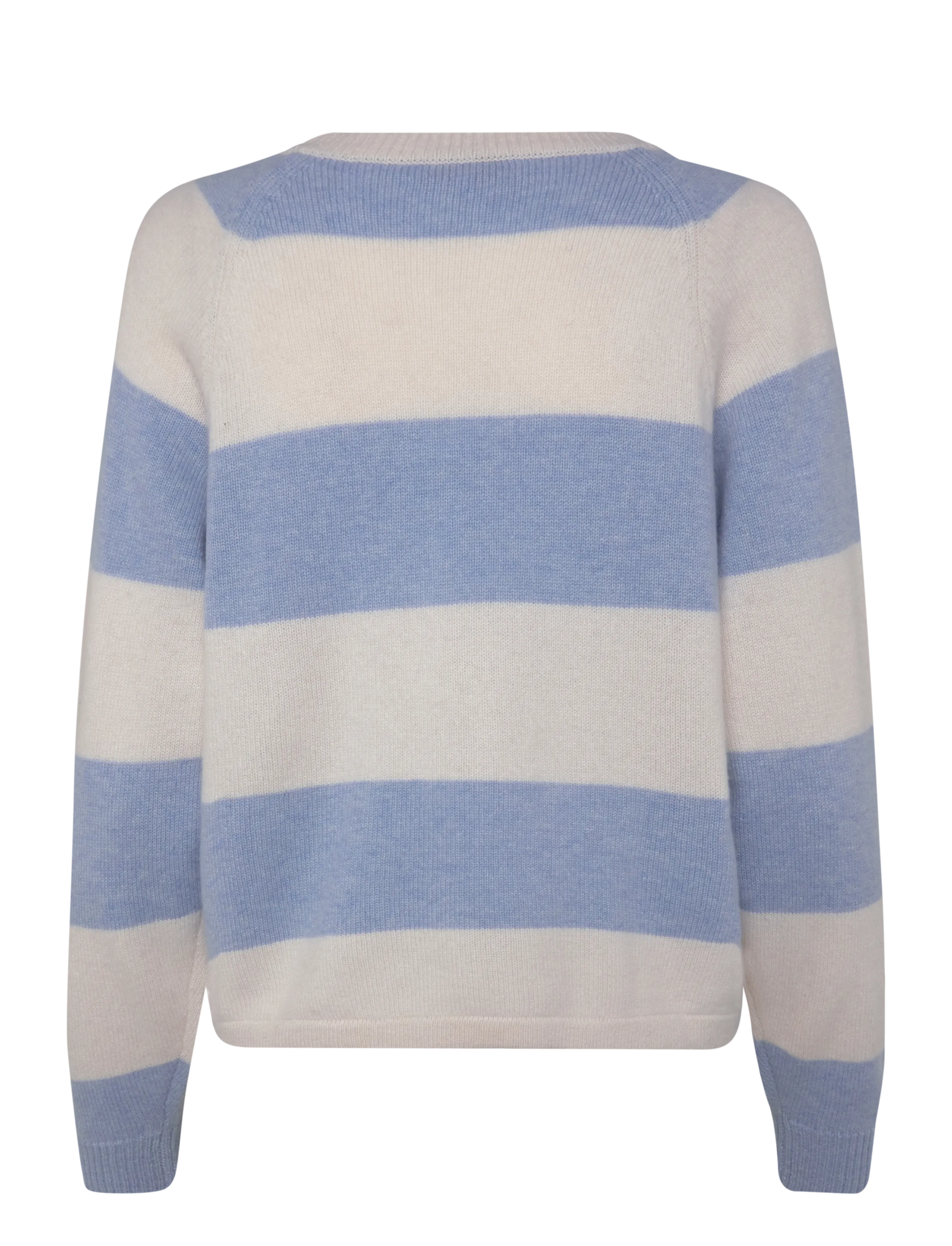 Davida Cashmere - Boxy Raglan Striped Sweater - cashmere - white/blue fog - 1
