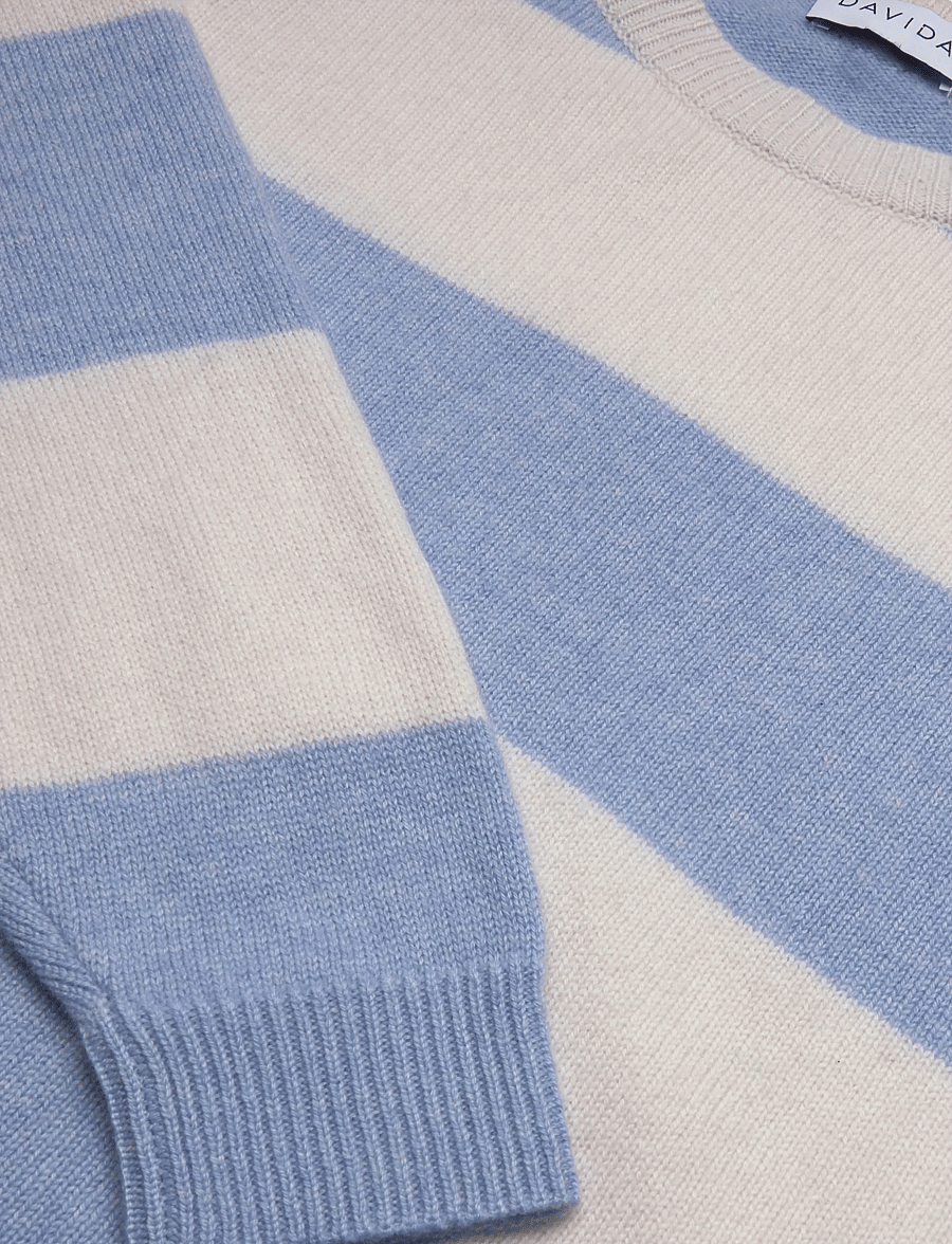 Davida Cashmere - Boxy Raglan Striped Sweater - kaschmir - white/blue fog - 2